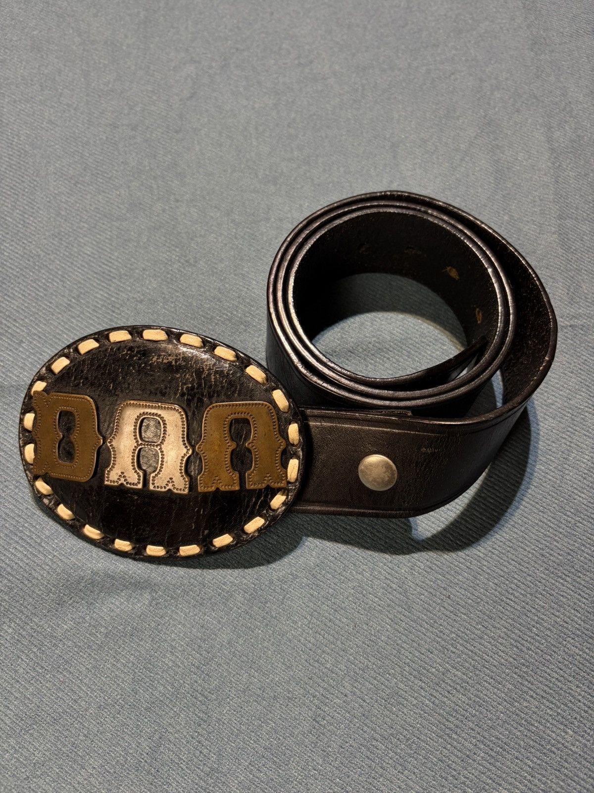 Dsquared2 DSQUARED2 DAN Leather Steel Buckle Classic Western Belts Size 44 - 2 Thumbnail
