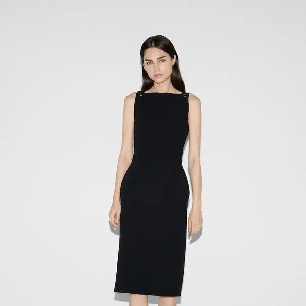 Gucci o1B3y1r0426 Cotton Crepe Dress in Black Size S / US 4 / IT 40 - 3 Thumbnail