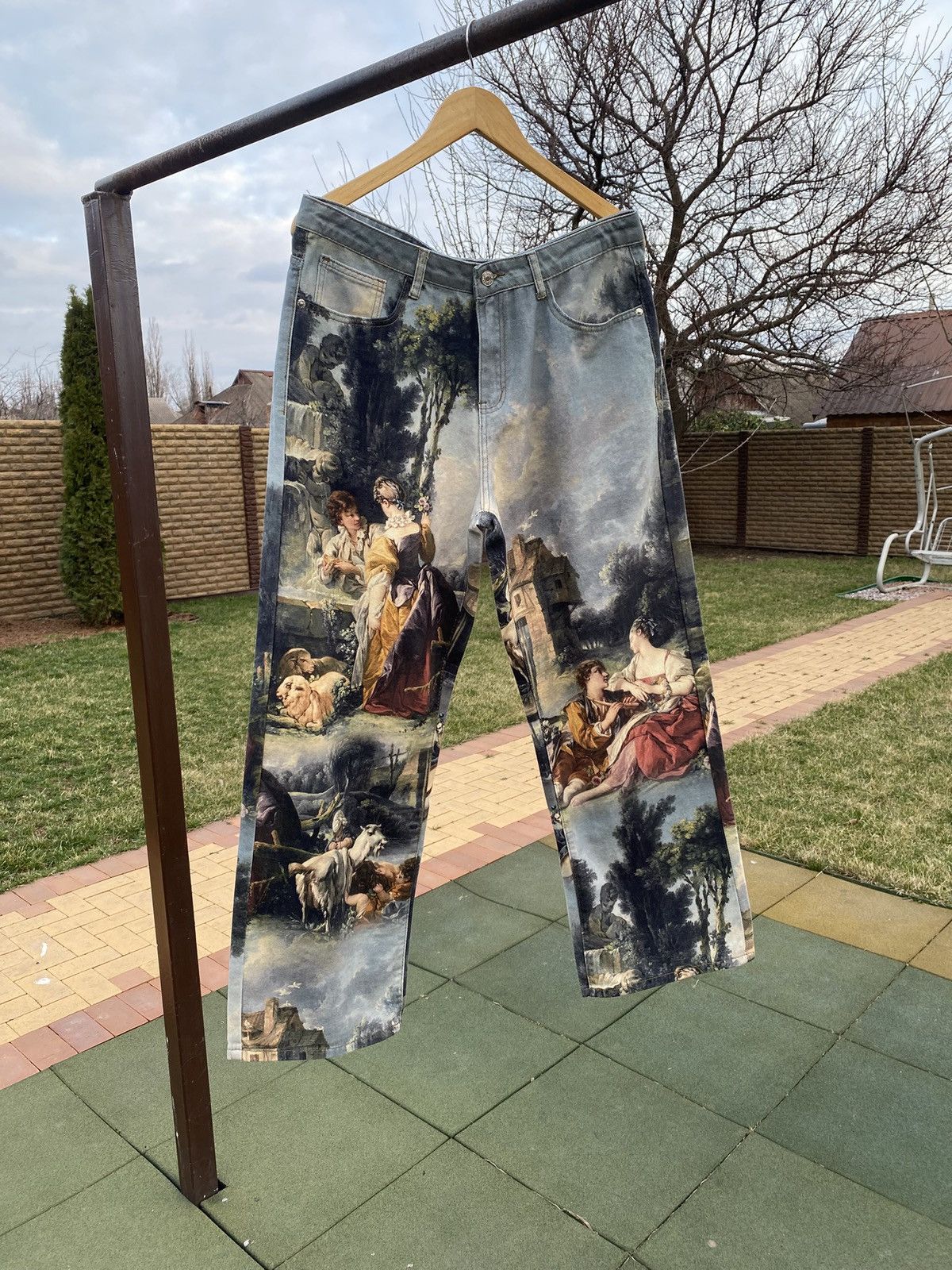 Vintage Baroque Painting Art Jeans Full Graphic Vintage-Style Denim Size US 36 / EU 52 - 2 Thumbnail