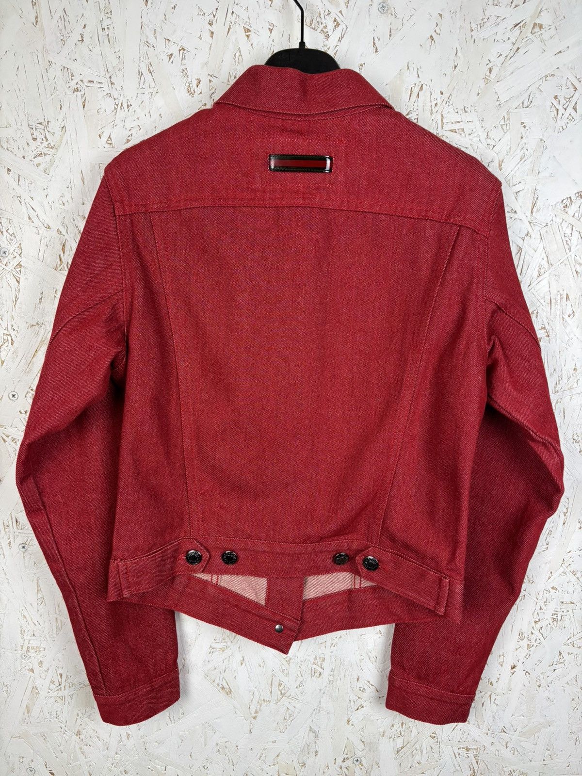 Gucci 90s Gucci Tom Ford 1999 Wasp Waist Red Denim Jacket 40 Size S / US 4 / IT 40 - 5 Thumbnail