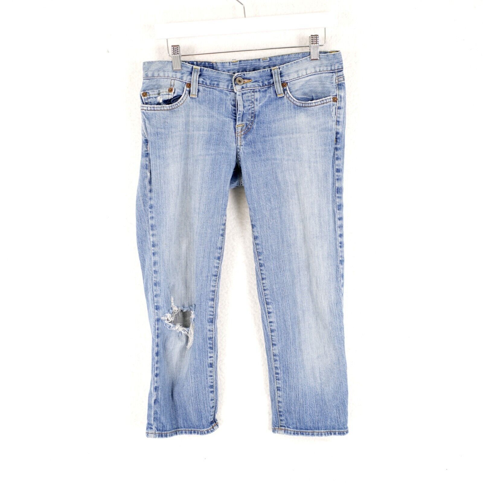 Lucky Brand Lucky Brand Dungarees Sweet Dream Crop Light Blue Stone Wash Size 31" - 2 Thumbnail