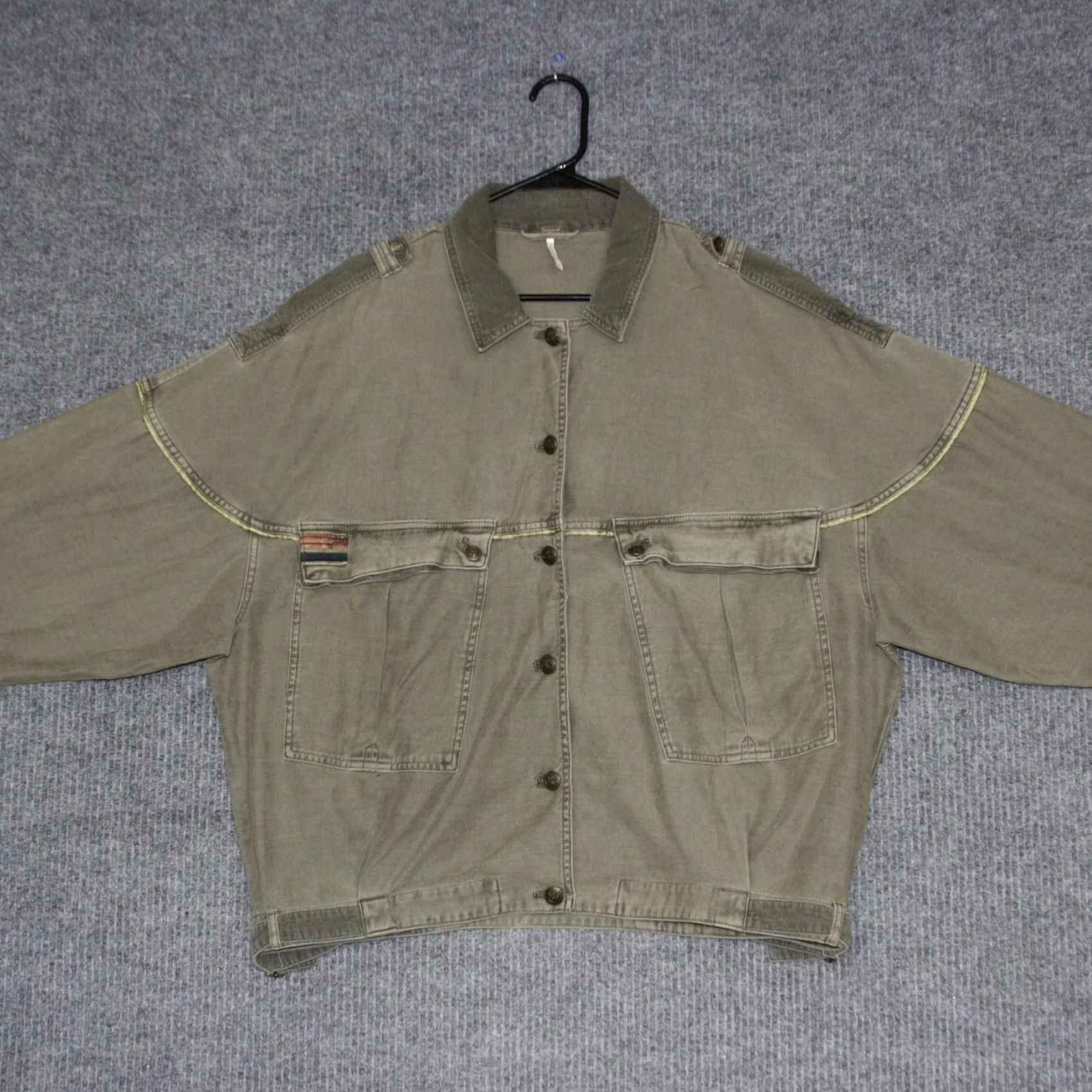 Free People Free People Utility Jacket Womens M Olive Green Military Button Up Cargo Pockets Size M / US 6-8 / IT 42-44 - 2 Thumbnail