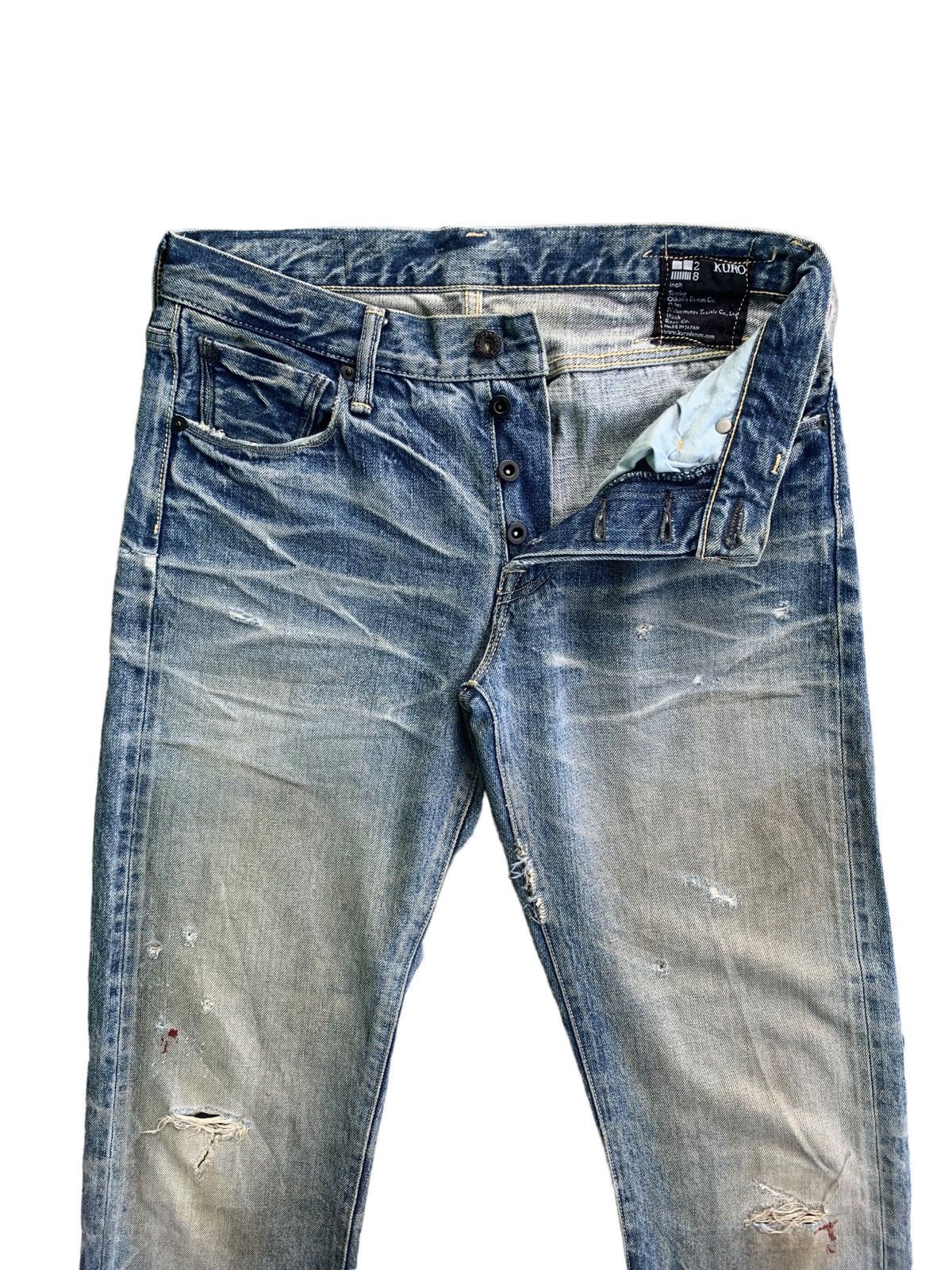 If Six Was Nine × KURO × Le Grande Bleu (L.G.B.) Vintage Kuro Selvedge Mud Wash Distress Jeans Size US 29 - 3 Thumbnail