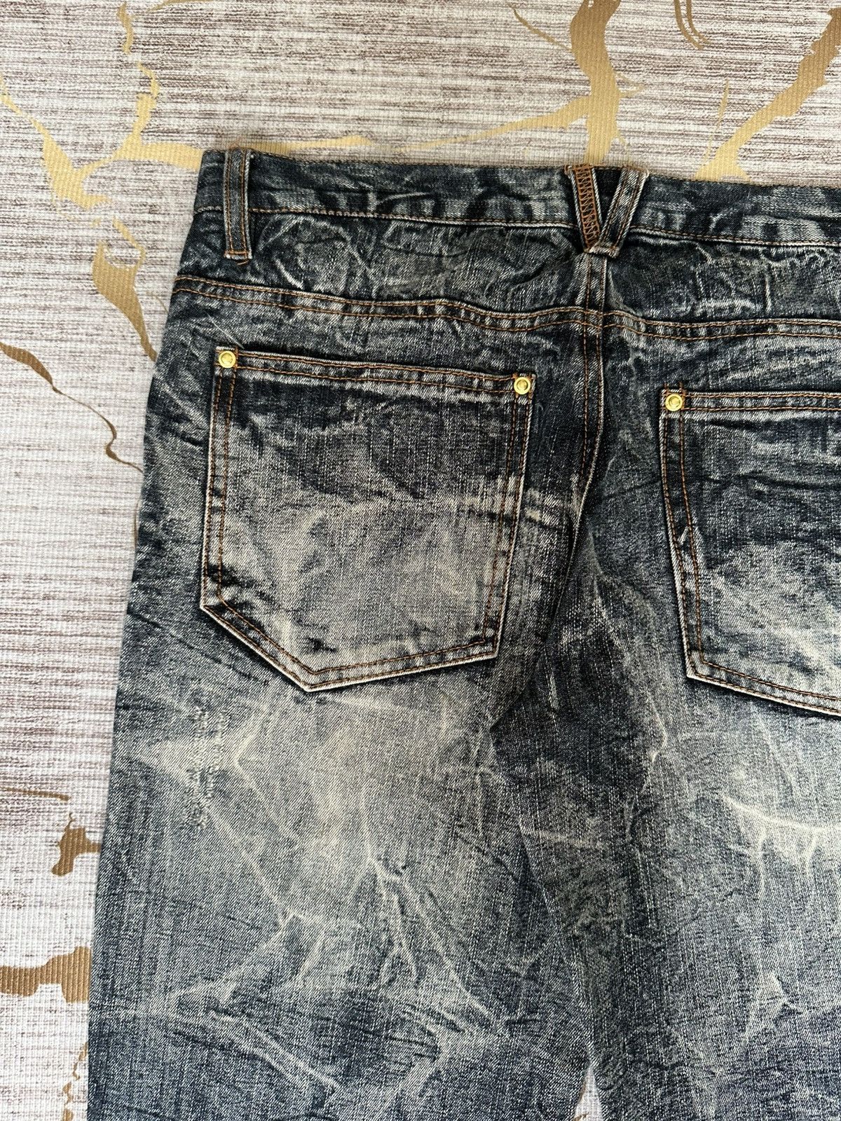 Tornado Mart FLARE Black Barcara Distressed Claw Marks Design Denim Size US 30 / EU 46 - 17 Thumbnail