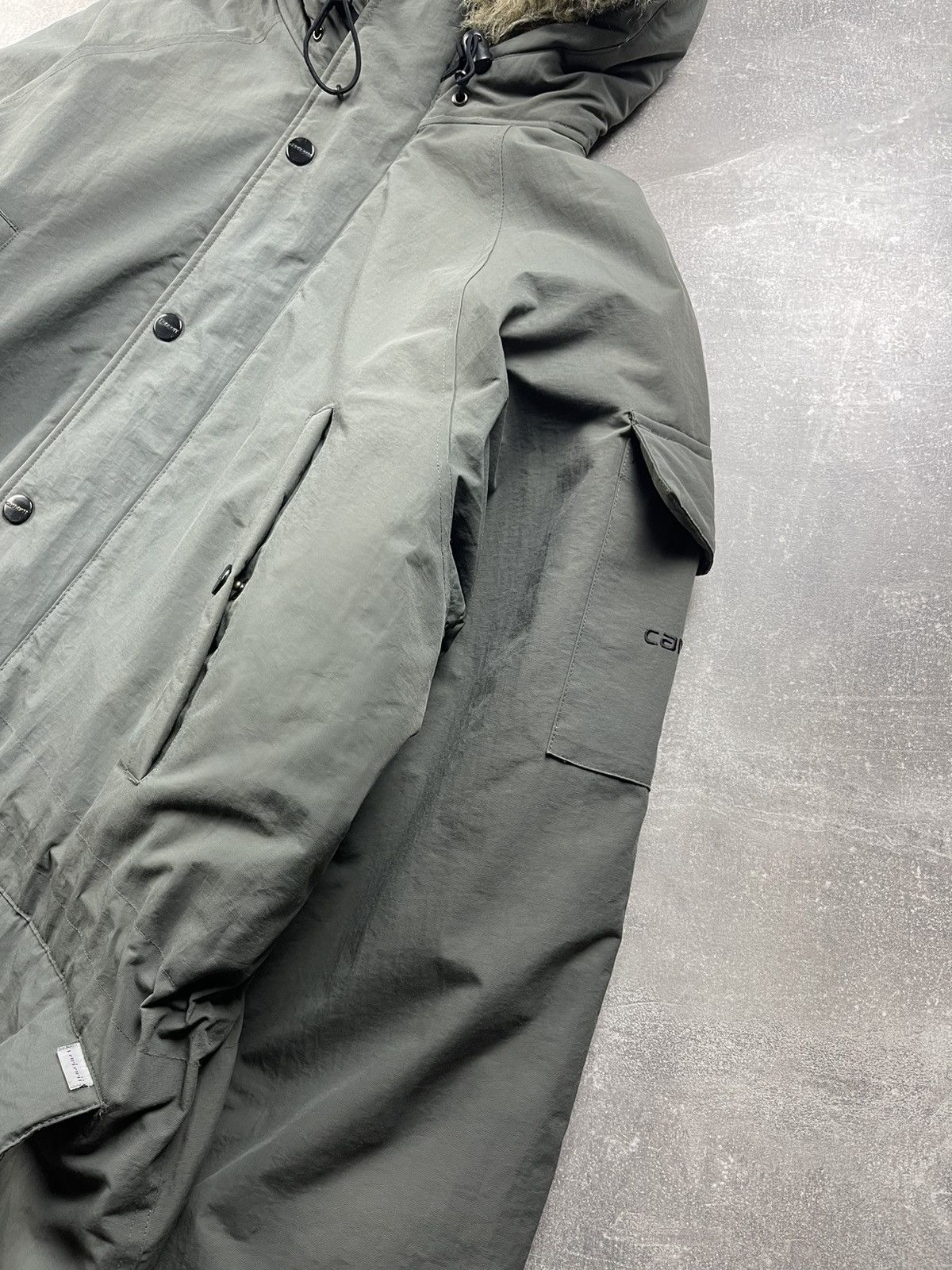 Carhartt × Carhartt Wip Carhartt Nylon Gray Long Fur Synthetic Hooded Parka Jacket Size US M / EU 48-50 / 2 - 3 Thumbnail