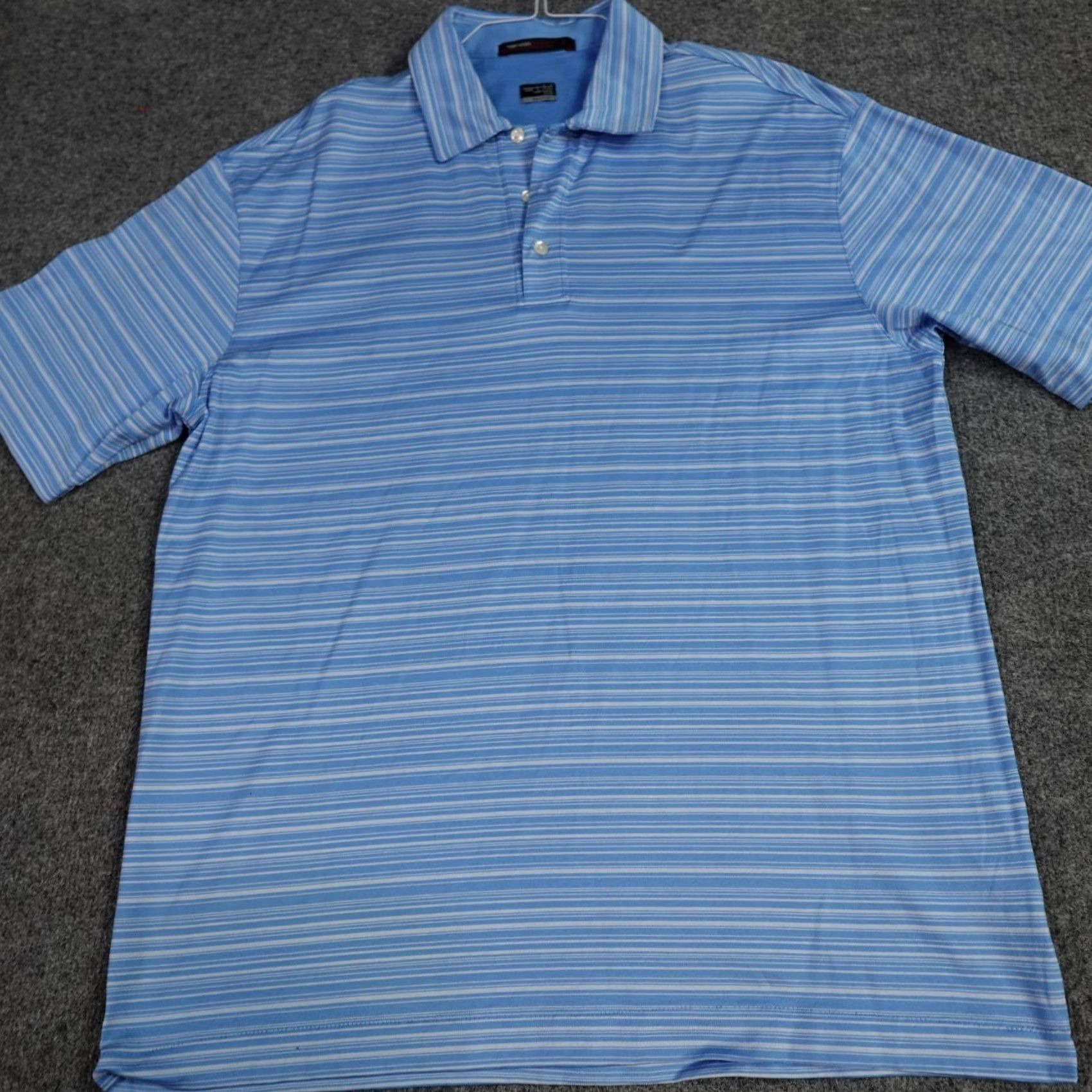 Nike Nike Tiger Woods Collection Polo Shirt L Blue Striped Performance Golf Men Regular Short Sleeve Collared Button Neck Size US L / EU 52-54 / 3 - 7 Thumbnail