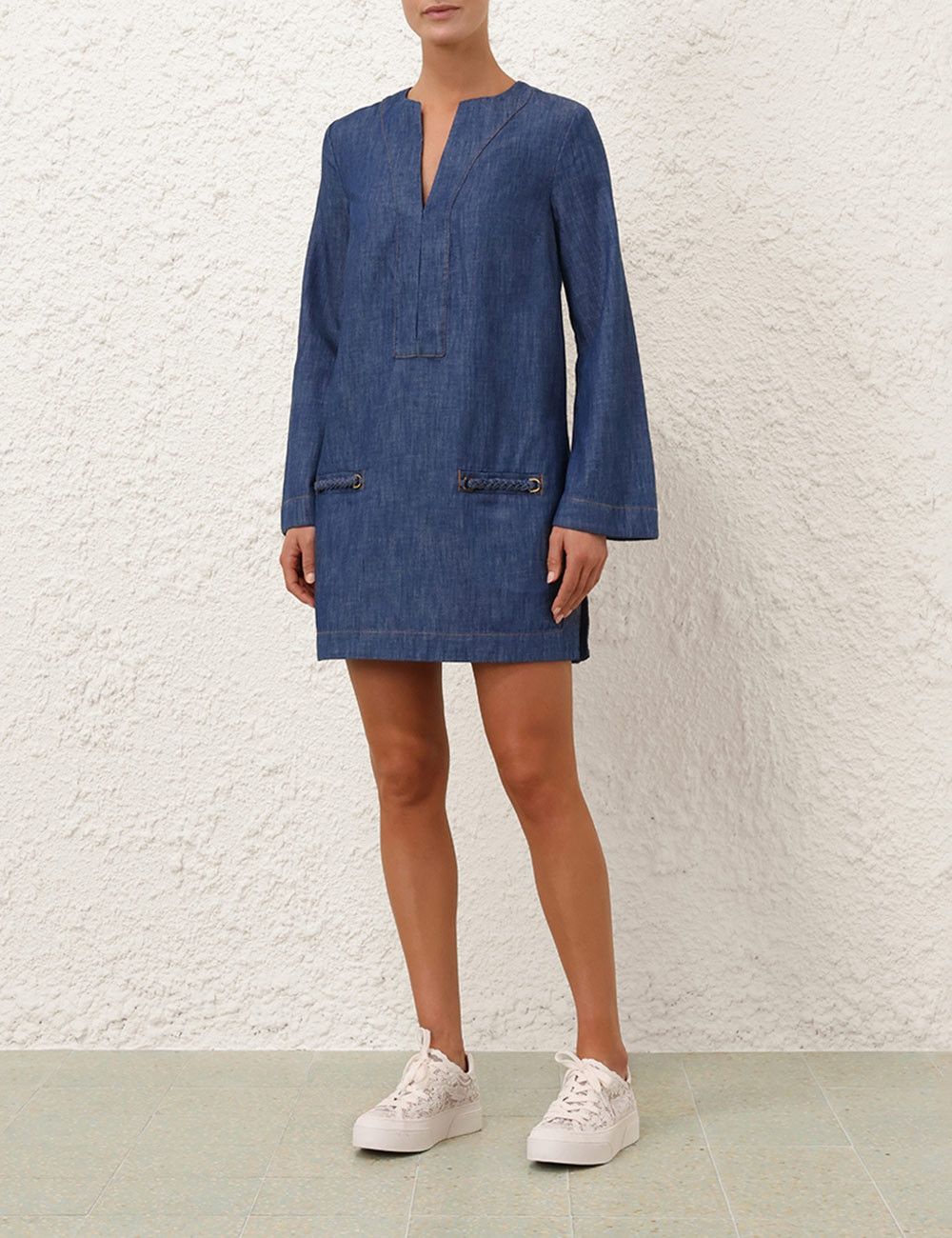 Zimmermann oc11z1025 Wylie Denim Tunic Dress in Blue Size M / US 6-8 / IT 42-44 - 7 Thumbnail