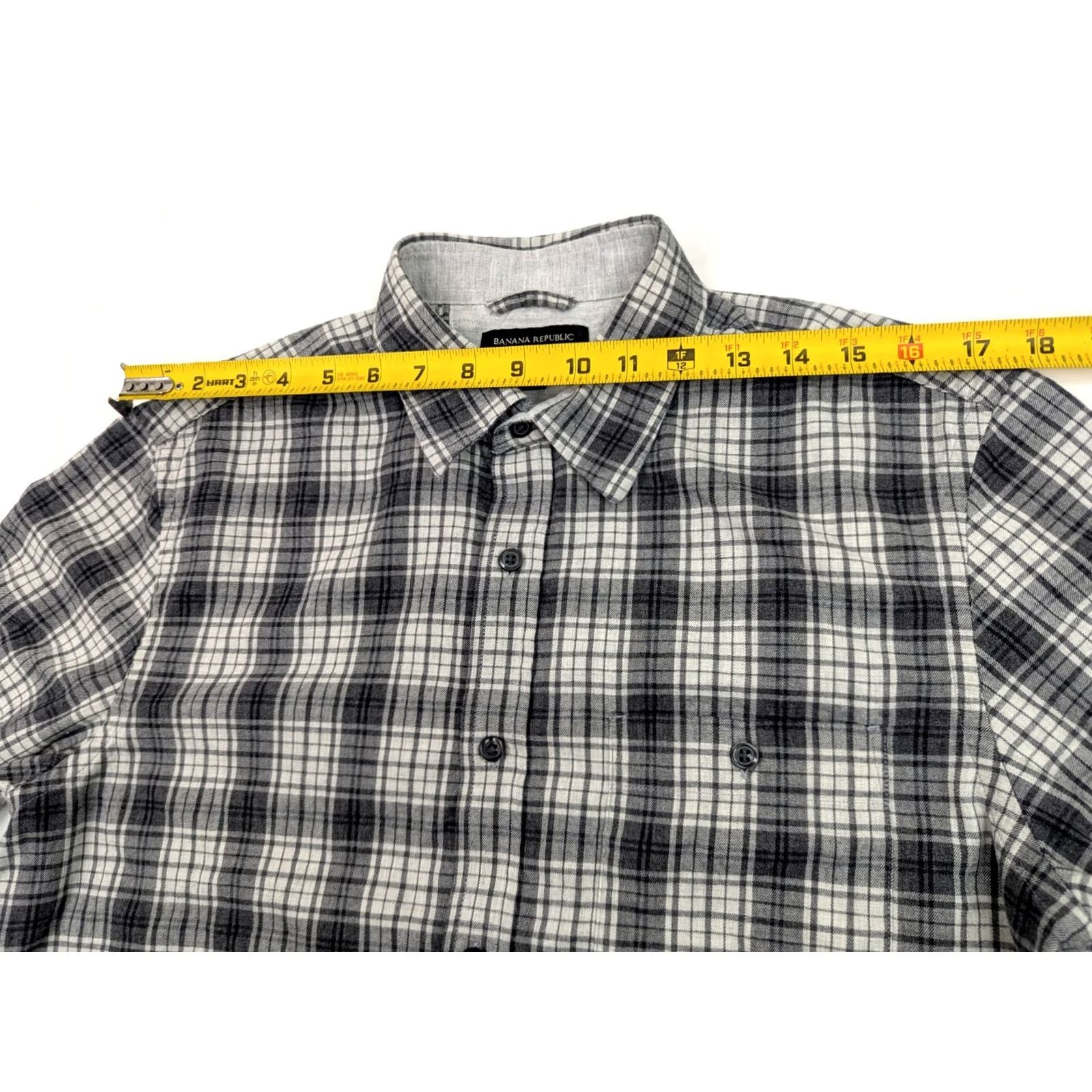 Banana Republic Banana Republic Black White Plaid Cotton Flannel Button Shirt Men M Slim Fit Size US M / EU 48-50 / 2 - 6 Thumbnail