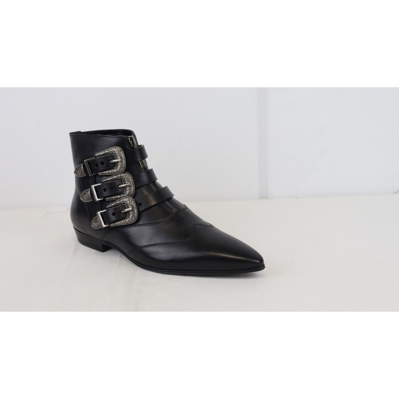 Saint Laurent Paris o1rshd1 Goth leather buckle Boots Stan in Black Size US 12 / EU 45 - 8 Thumbnail