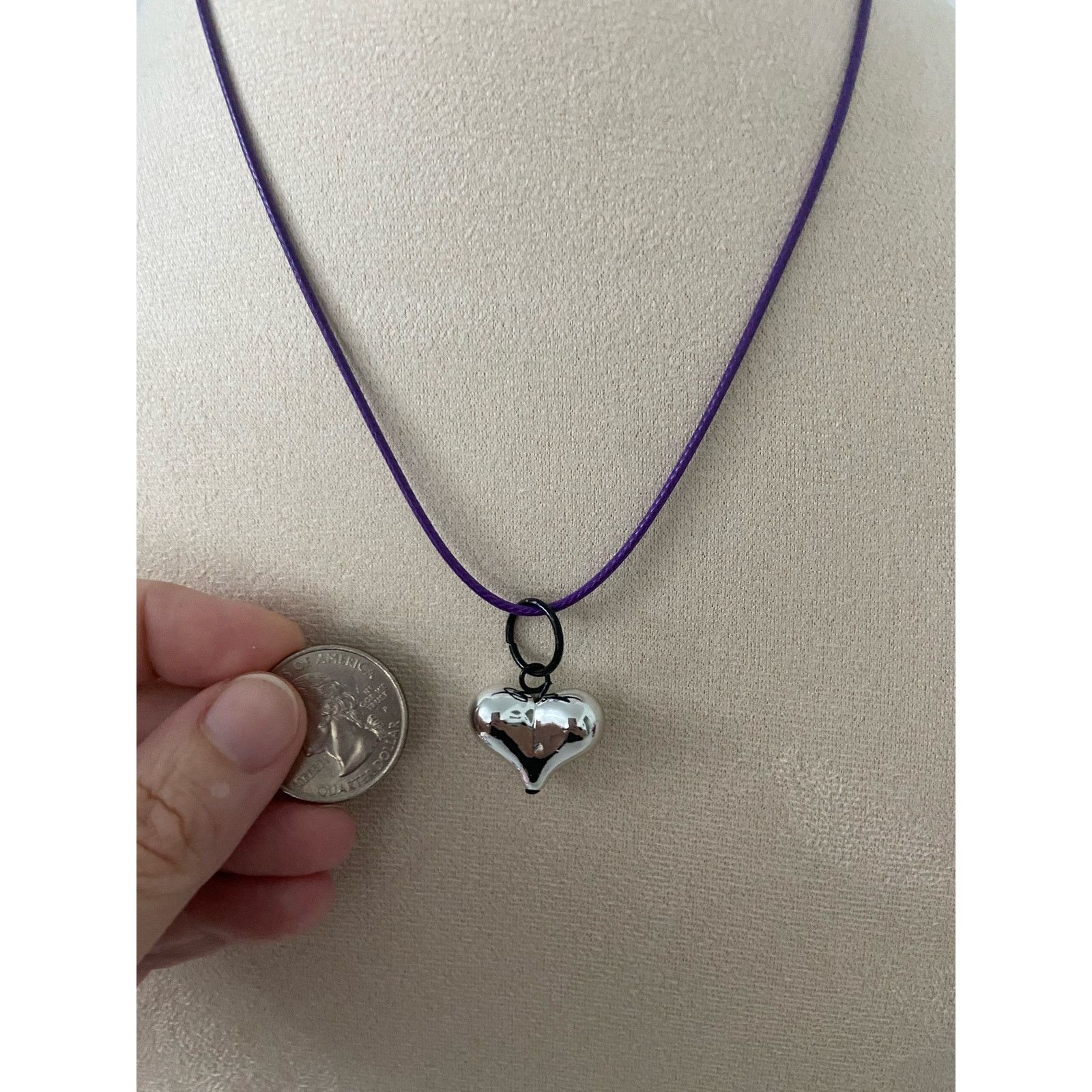 Handmade puffy heart pendant necklace Size ONE SIZE - 3 Thumbnail