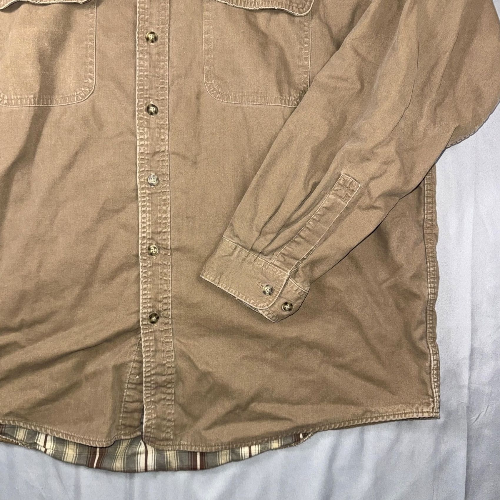 Vintage L.L. Bean Shirt Jacket Brown XL Regular Fit Button-Up Twill Lined Pockets Men’s Casual Fall Vintage: No Size US XL / EU 56 / 4 - 4 Thumbnail
