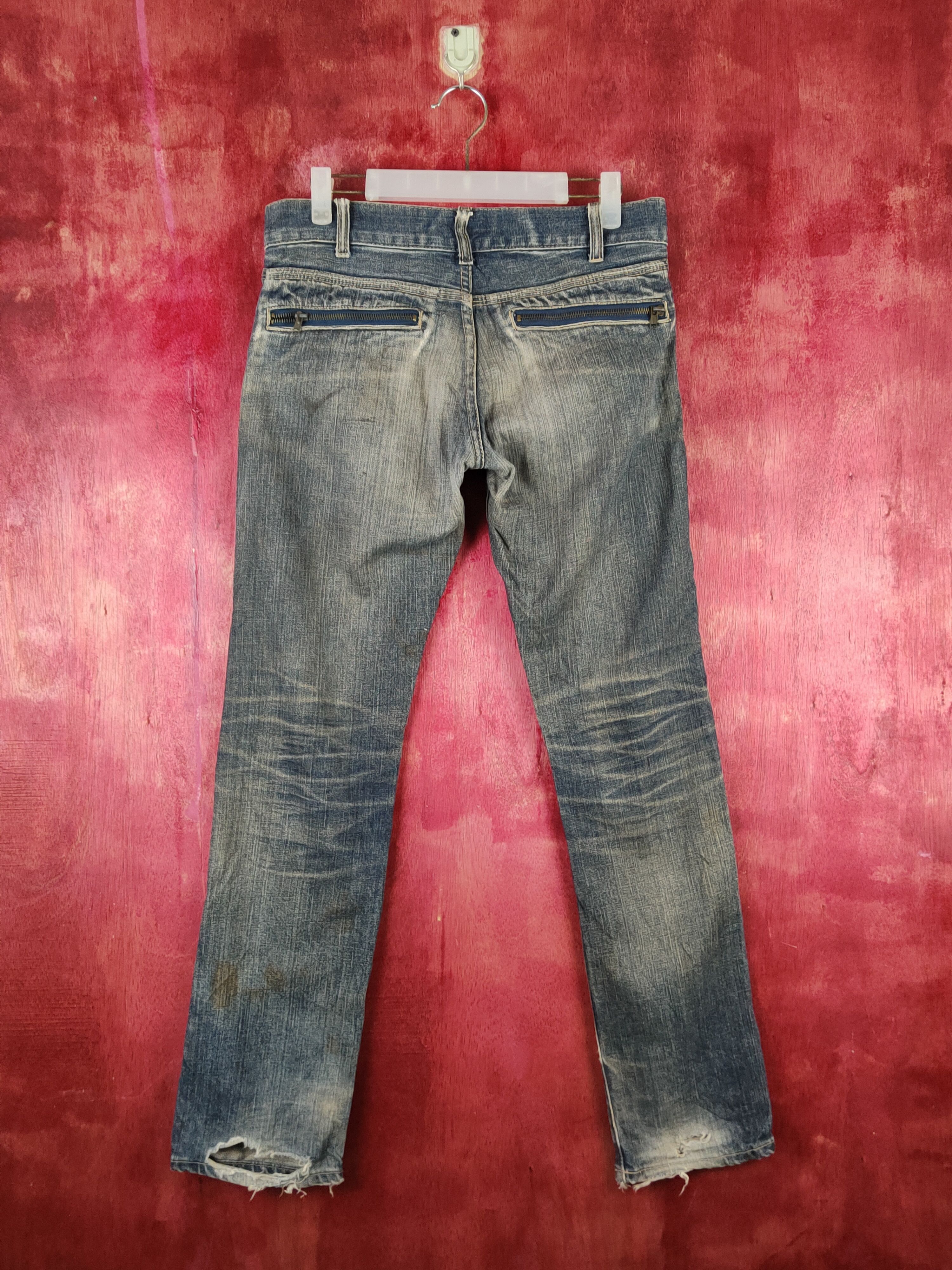 Japanese Brand Open Arms Dark Blue Faded Distressed Ripped Jeans #S2219 Size 30" / US 8 / IT 44 - 7 Thumbnail
