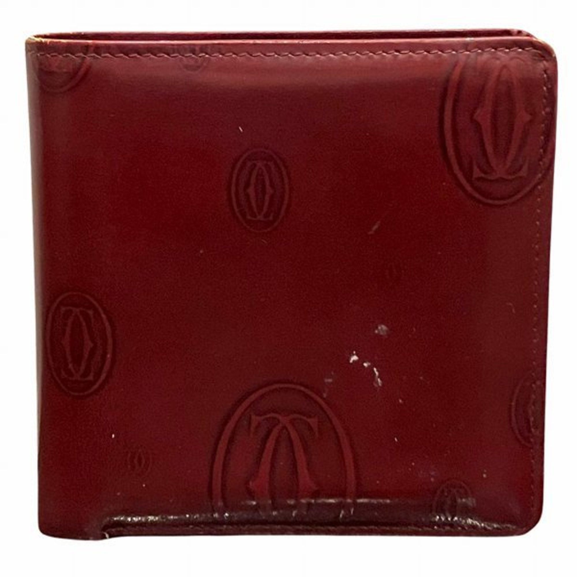 image of Cartier Happy Birthday Bordeaux Patent Leather Bi-Fold Wallet For Women in Red