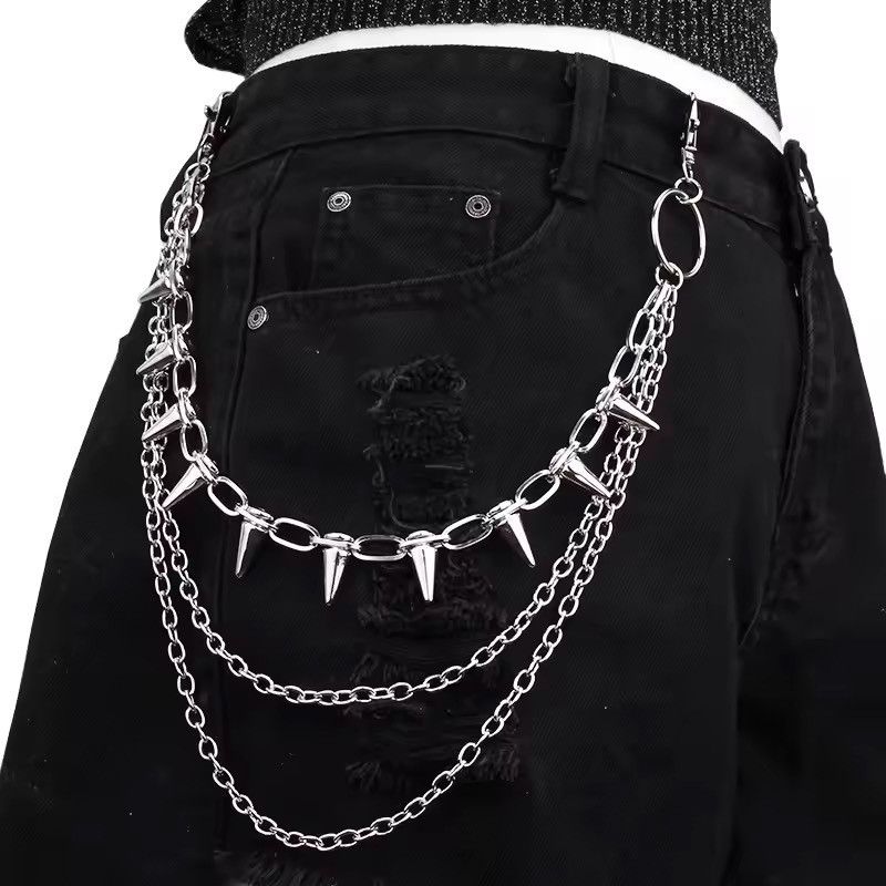 Jewelry Triple-Layer Gothic Pant Chain – Y2K Heavy Metal Accessory Size ONE SIZE - 3 Thumbnail