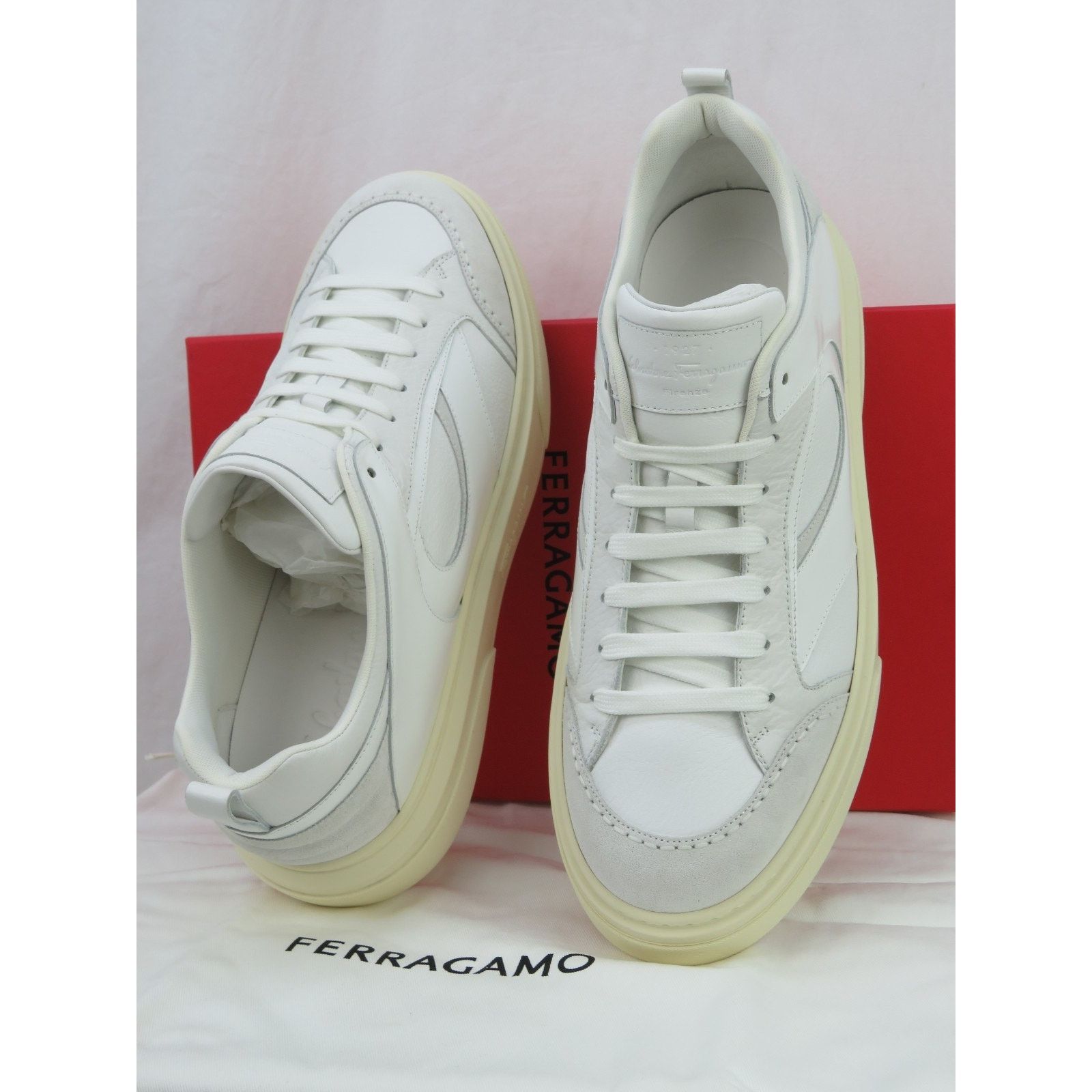Salvatore Ferragamo FERRAGAMO CASSINA WHITE LEATHER GANCINI LOGO SNEAKERS 11 M Size US 11 / EU 44 - 8 Thumbnail