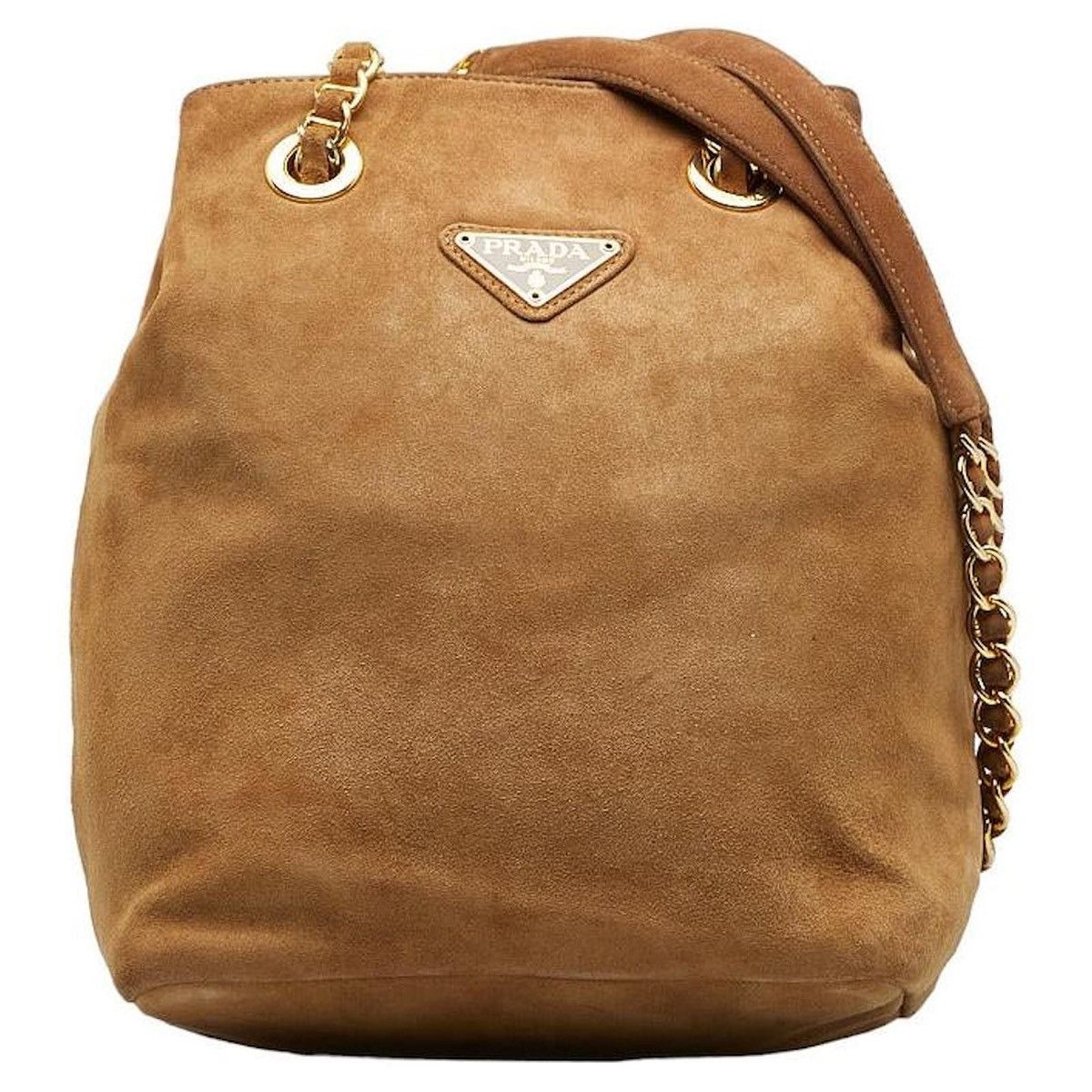 Prada Prada Brown Chain Suede Leather Shoulder Bag Size ONE SIZE - 1 Thumbnail