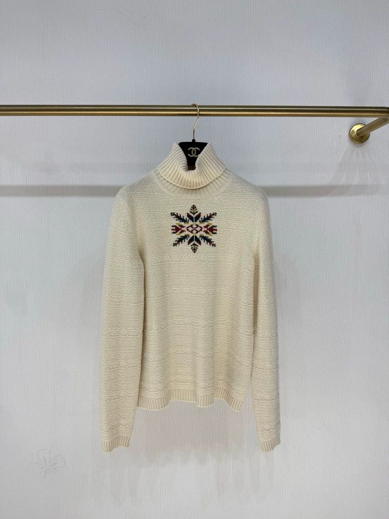 Loro Piana LORO PIANA Cashmere snowflake high collar sweater Size XS / US 0-2 / IT 36-38 - 1 Thumbnail