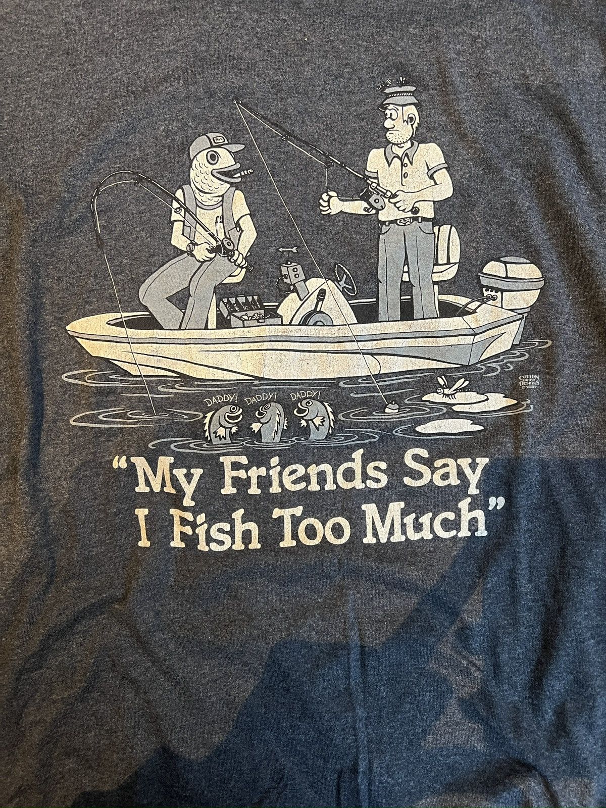 Vintage VINTAGE 90s I FISH TOO MUCH T-SHIRT Size US L / EU 52-54 / 3 - 3 Thumbnail