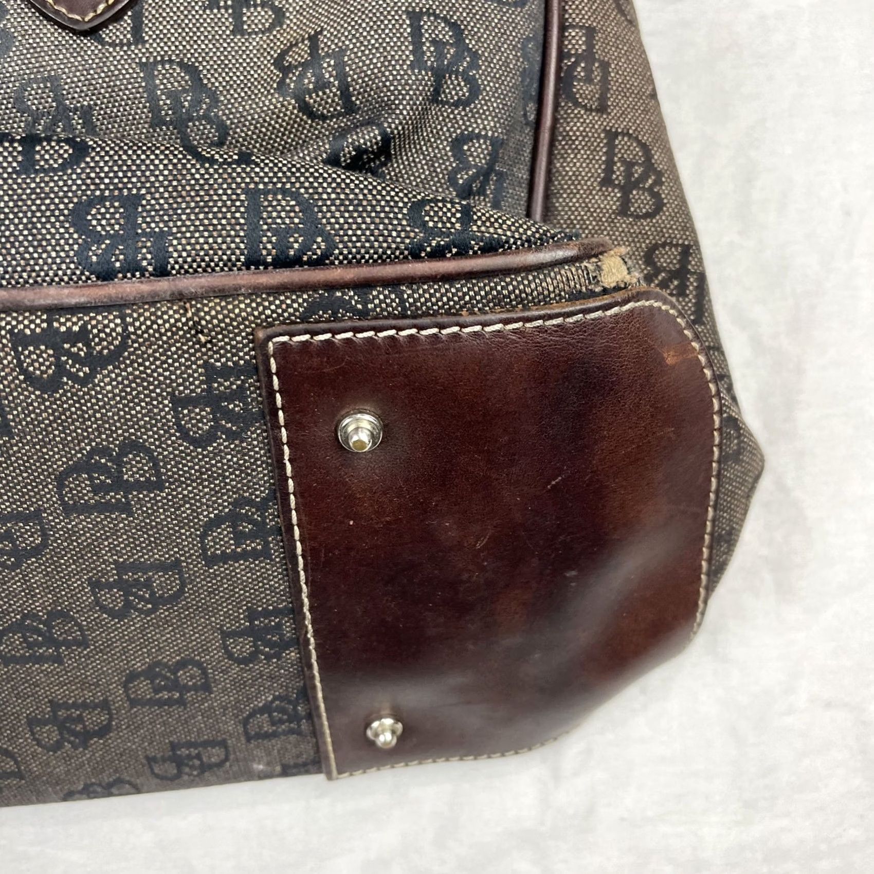Dooney & Bourke Dooney & Bourke Tote Bag Womens Brown Logo Canvas Leather Shoulder Purse Tote Bag Monogram DB Size ONE SIZE - 5 Thumbnail