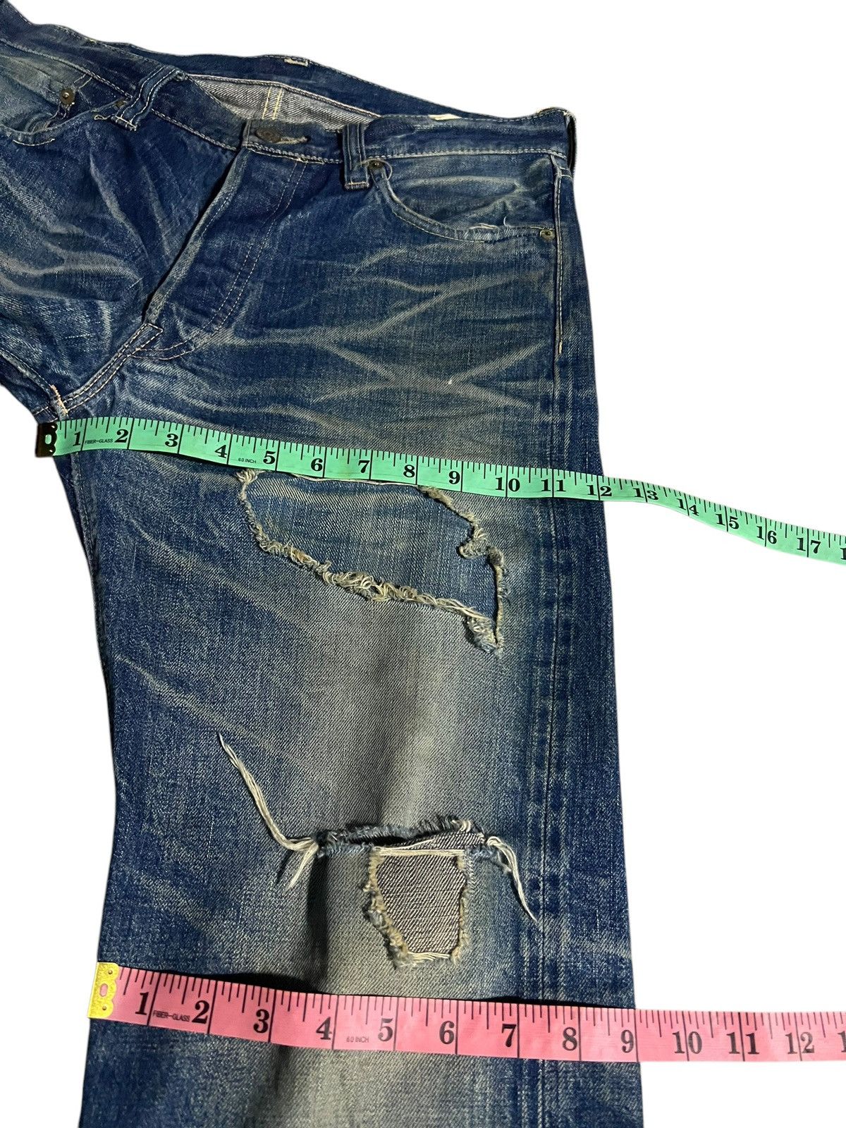 Sugar Cane VINTAGE SUGAR CANES LOT 901 DISTRESS SELVEDGE JEANS Size US 31 - 21 Thumbnail