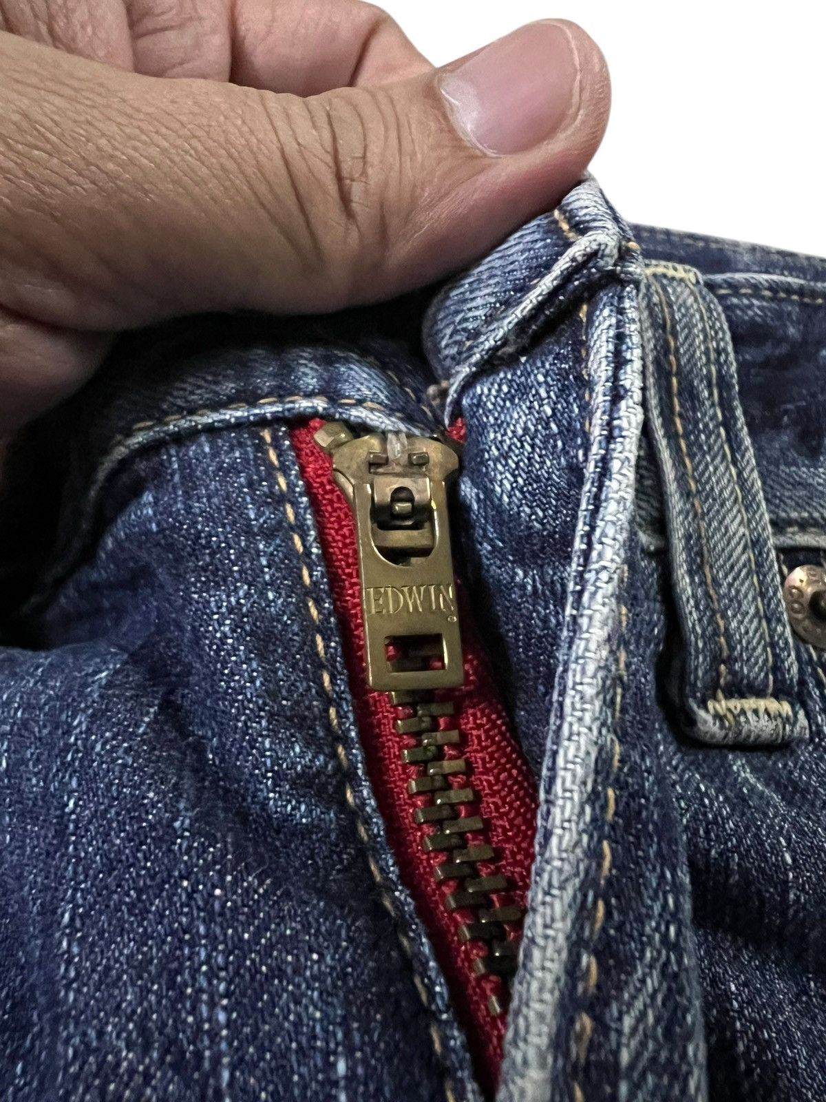 Edwin × If Six Was Nine × Le Grande Bleu (L.G.B.) 💥FLARE💥VINTAGE EDWIN 503 BLUE TRIP DISTRESS FADED JEANS Size US 34 / EU 50 - 10 Thumbnail