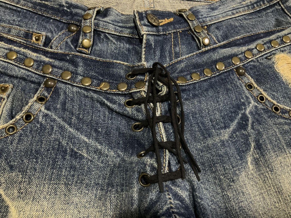 If Six Was Nine Midas Double Waist Lace Up Flared Denim Patchwork Size US 32 / EU 48 - 7 Thumbnail