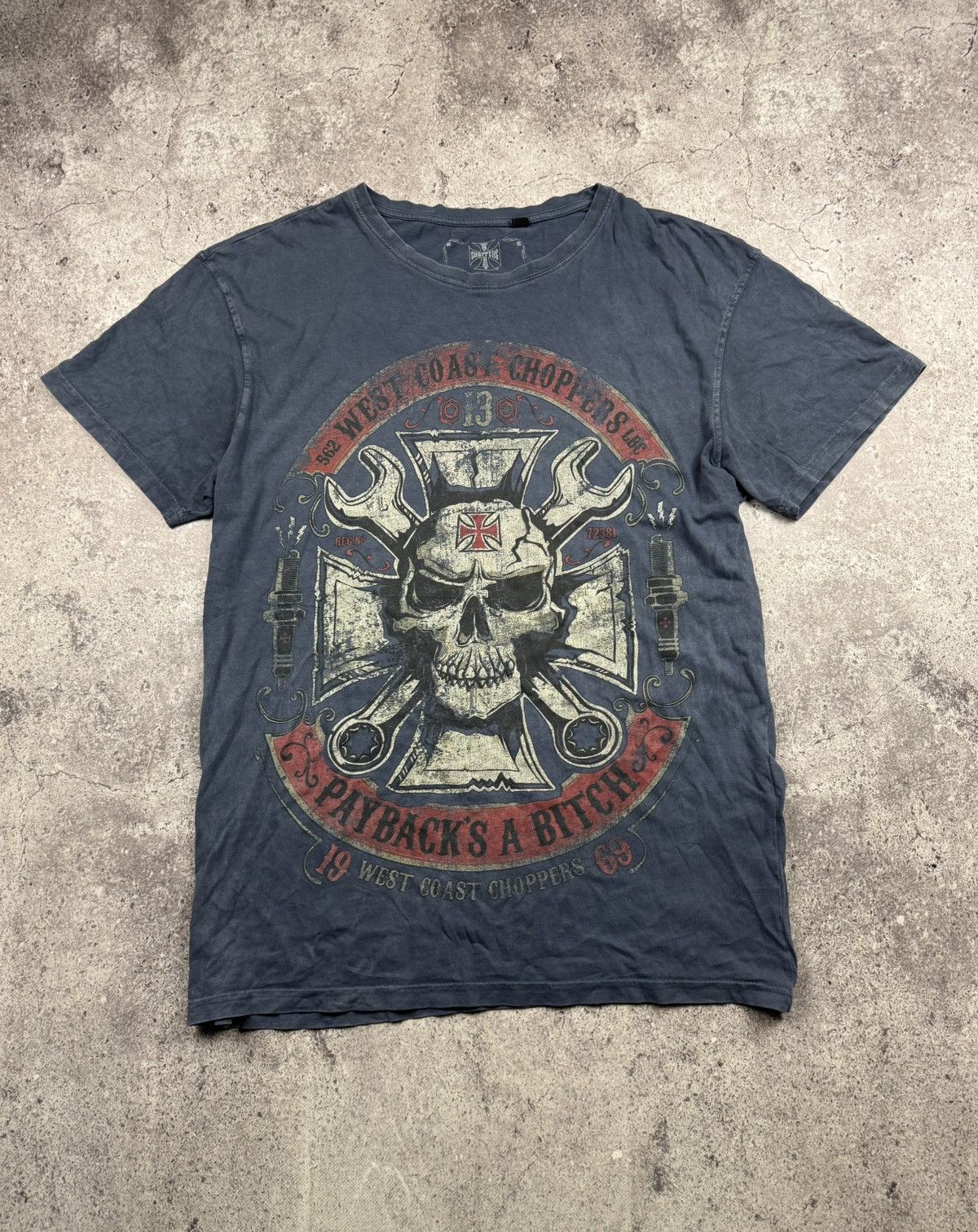 West Coast Choppers Vintage 00’s West Coast Choppers skull t-shirt rare retro Size US L / EU 52-54 / 3 - 1 Thumbnail