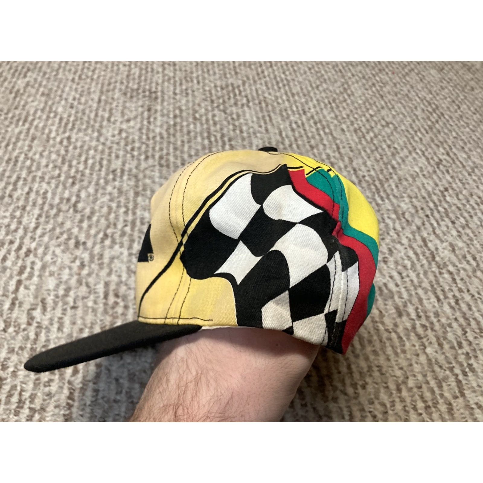 Vintage VINTAGE Stanley Racing Yellow Nascar Winston Flag 90s Rare Retro Trucker Hat Men Adjustable Yellow 80s Mens Size ONE SIZE - 3 Thumbnail