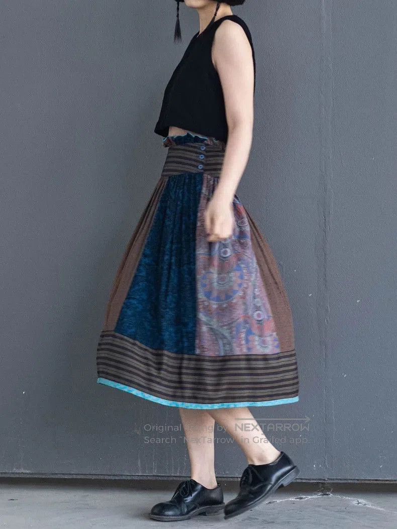 Kenzo KENZO 1981 Vintage Blue Midi Skirt. Size US 26 / EU 42 - 8 Thumbnail