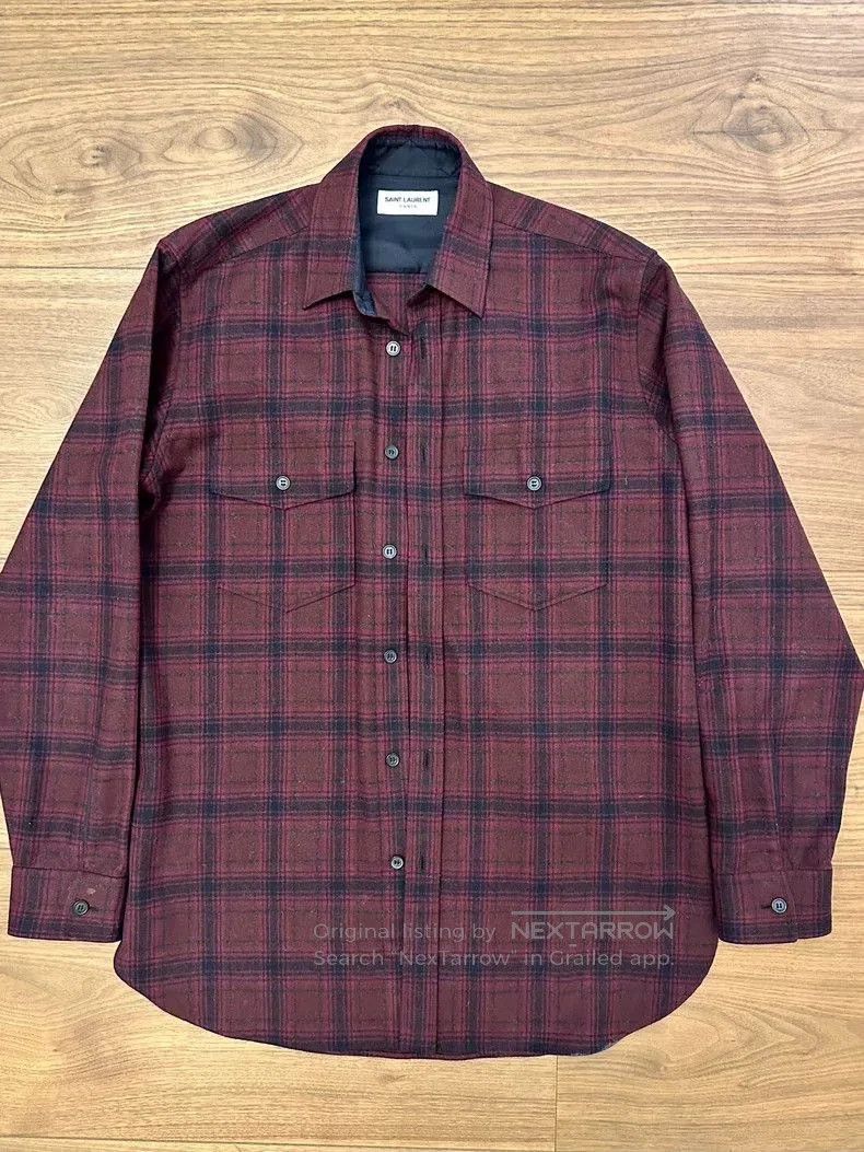 Saint Laurent Paris Saint Laurent Wool Plaid Button-Up Shirt. Size US M / EU 48-50 / 2 - 1 Thumbnail