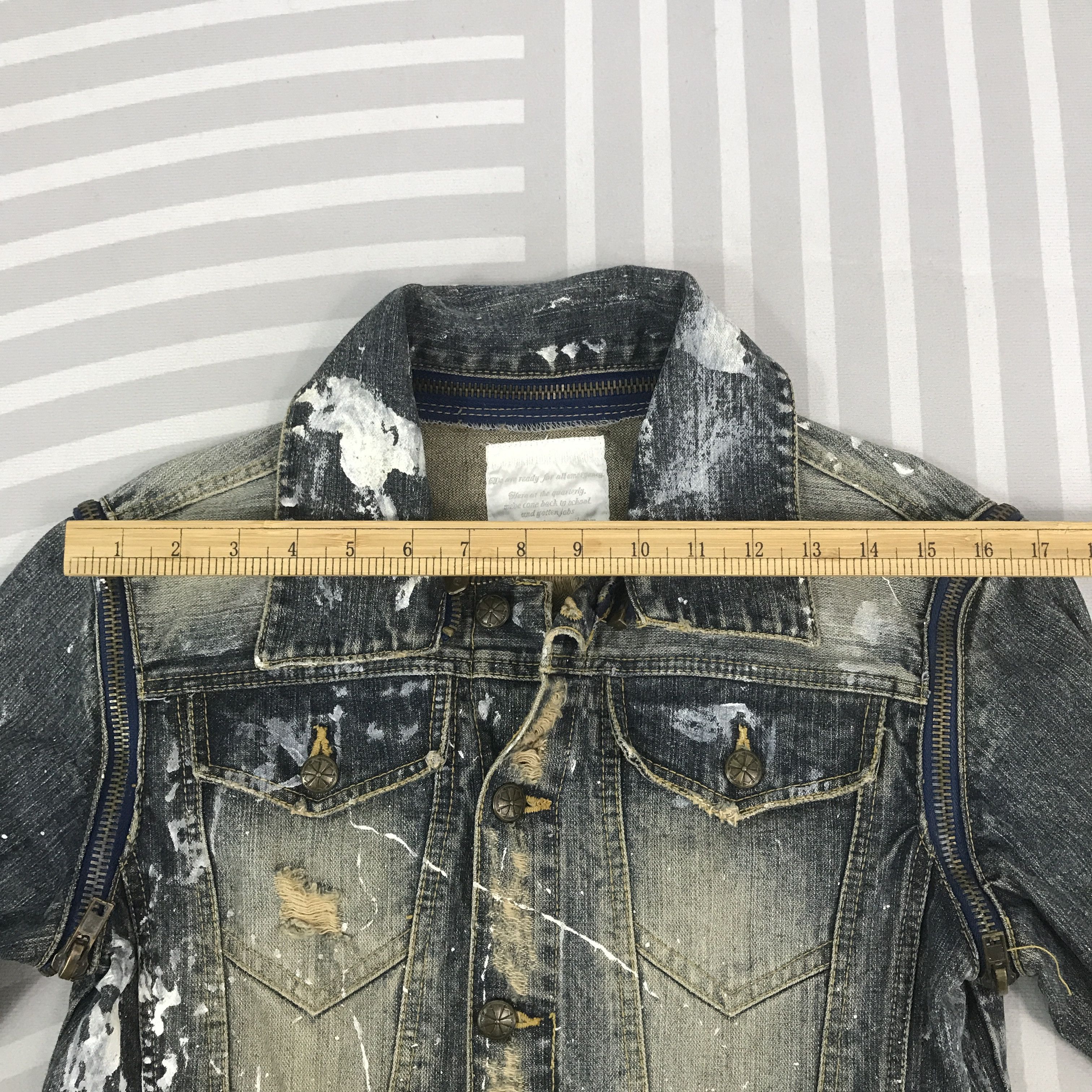 Japanese Brand Vintage Quarterly Denim Distressed zipper punk Jacket Size US M / EU 48-50 / 2 - 5 Thumbnail