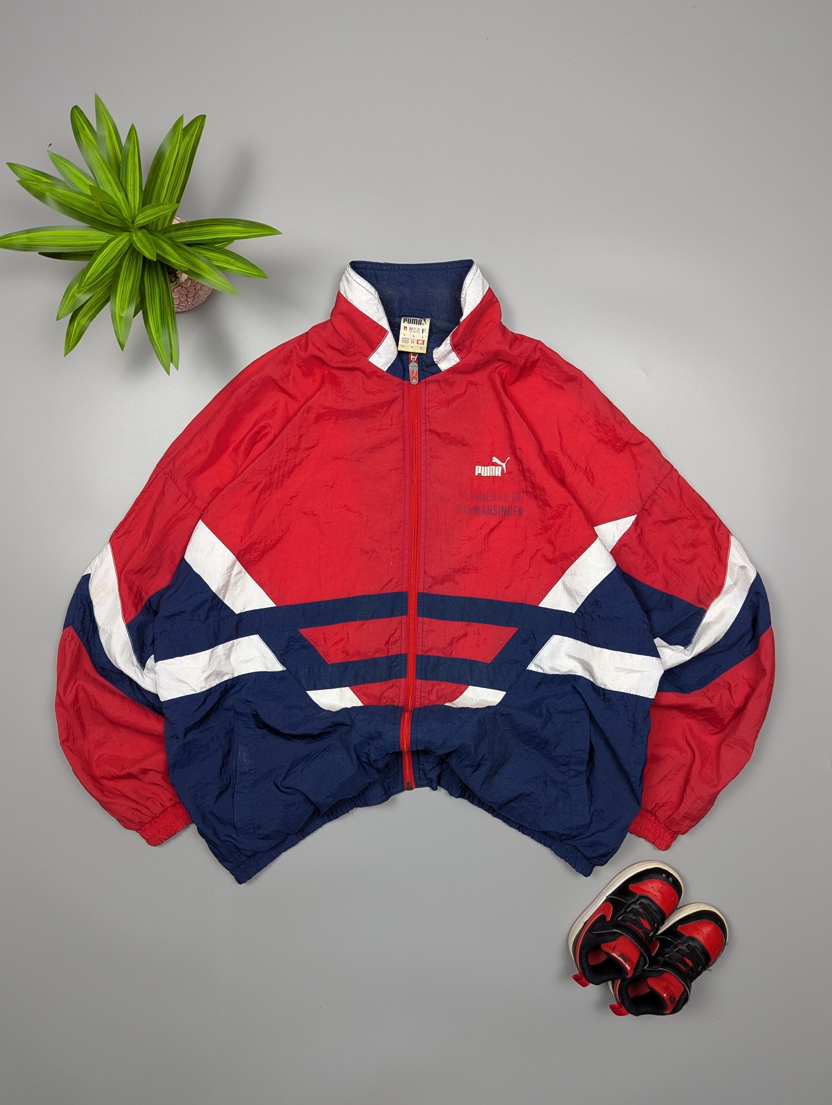 Puma VTG Puma Track Jacket Red Navy White 80s Colorblock Zip Size US L / EU 52-54 / 3 - 1 Thumbnail