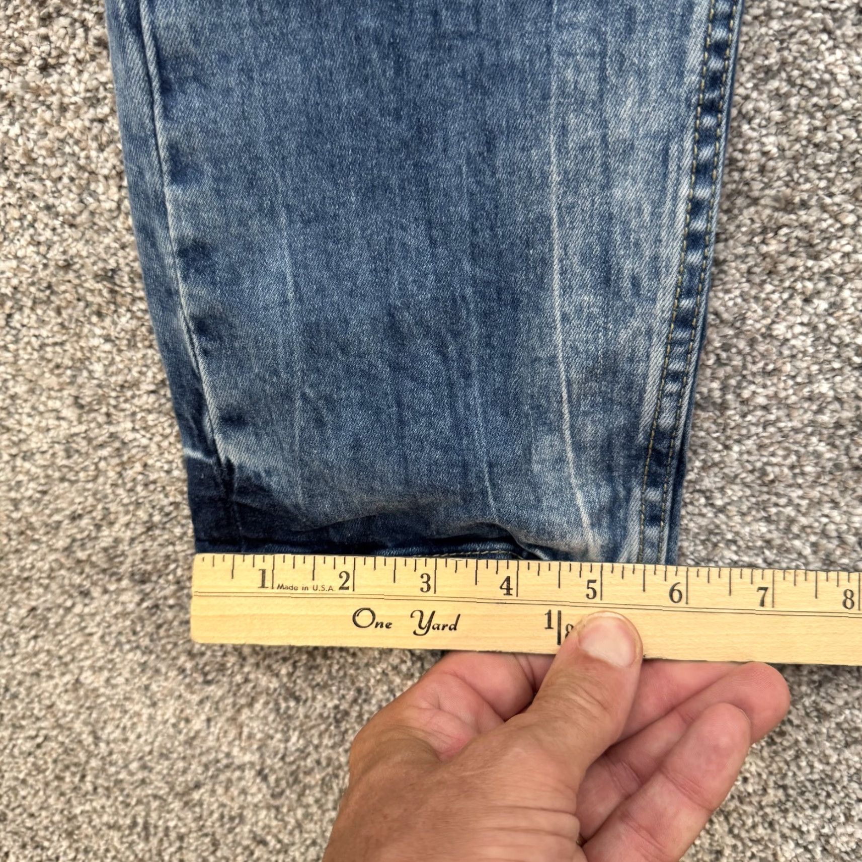 Denime Jeanius Jeans Mens 32x32 Blue Distressed Denim Slim Fit Classic Casual Pants Jeans Size US 32 / EU 48 - 5 Thumbnail