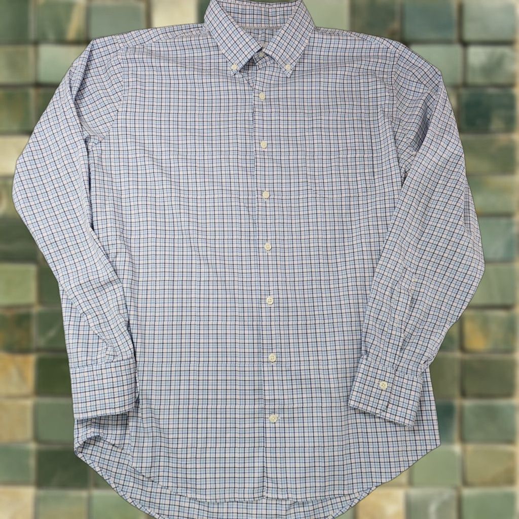 Peter Millar Peter Millar Shirt Mens Large Blue Plaid Button Down Long Sleeve Stretch Casual Size US L / EU 52-54 / 3 - 1 Thumbnail
