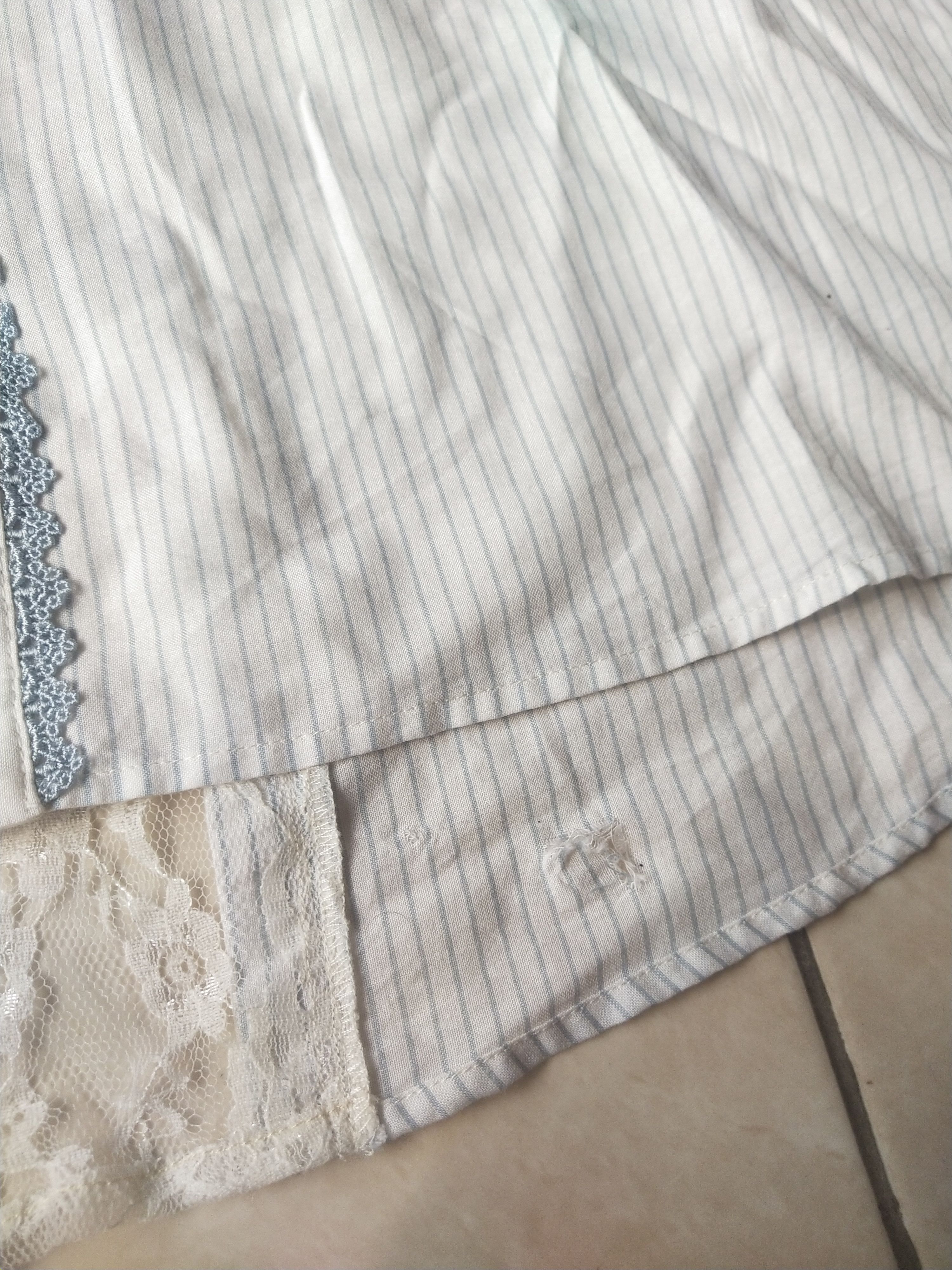 Angel Blue Axes Femme Coquette Lace-Up Back Pinstripe Blouse Mori Kei Size M / US 6-8 / IT 42-44 - 7 Thumbnail