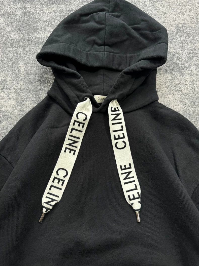 Celine Celine Black Drawstring Logo Hoodie Size US S / EU 44-46 / 1 - 2 Thumbnail