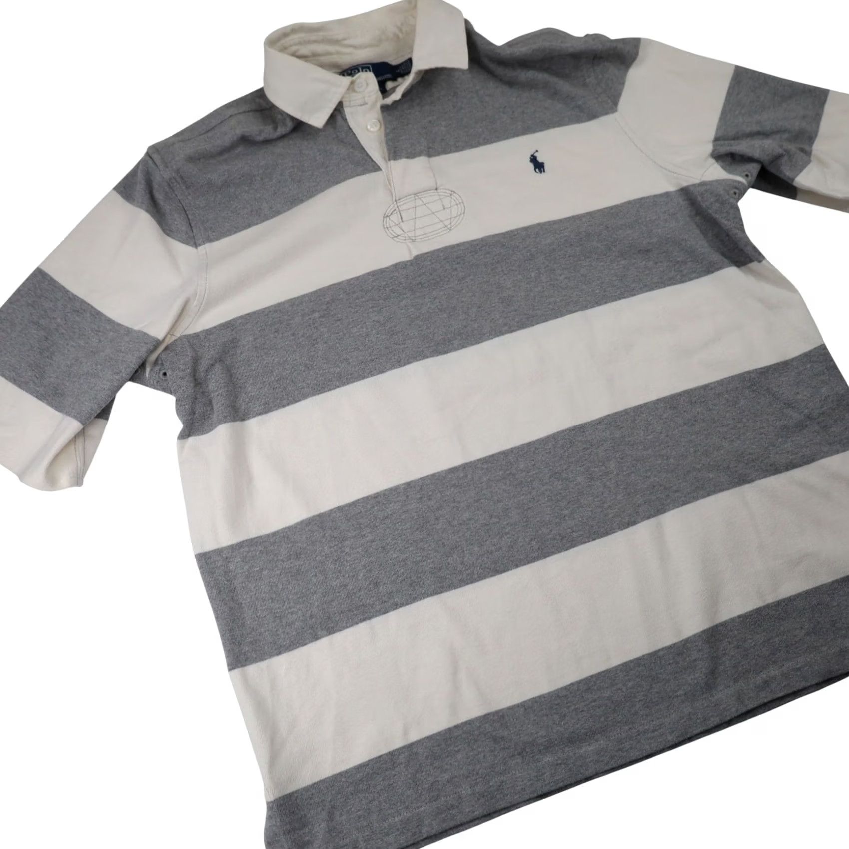 Polo Ralph Lauren VINTAGE Polo Ralph Lauren Mens Rugby Shirt White Gray L Ship/Category Shirt Mens Large White/Gray Rugby 90s Size US L / EU 52-54 / 3 - 3 Thumbnail