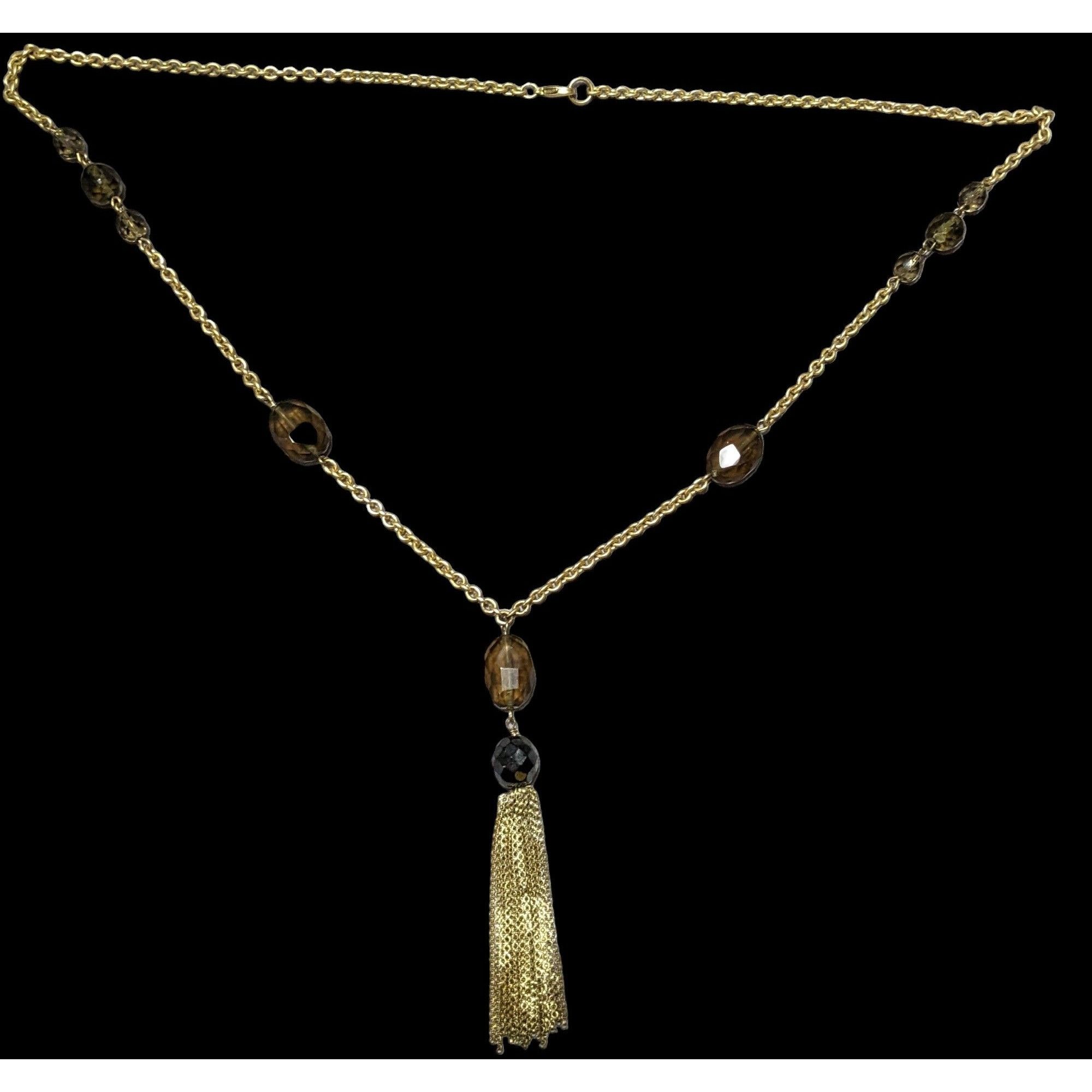 Other Glass Beaded Gold Chain Tassel Necklace Size ONE SIZE - 2 Thumbnail