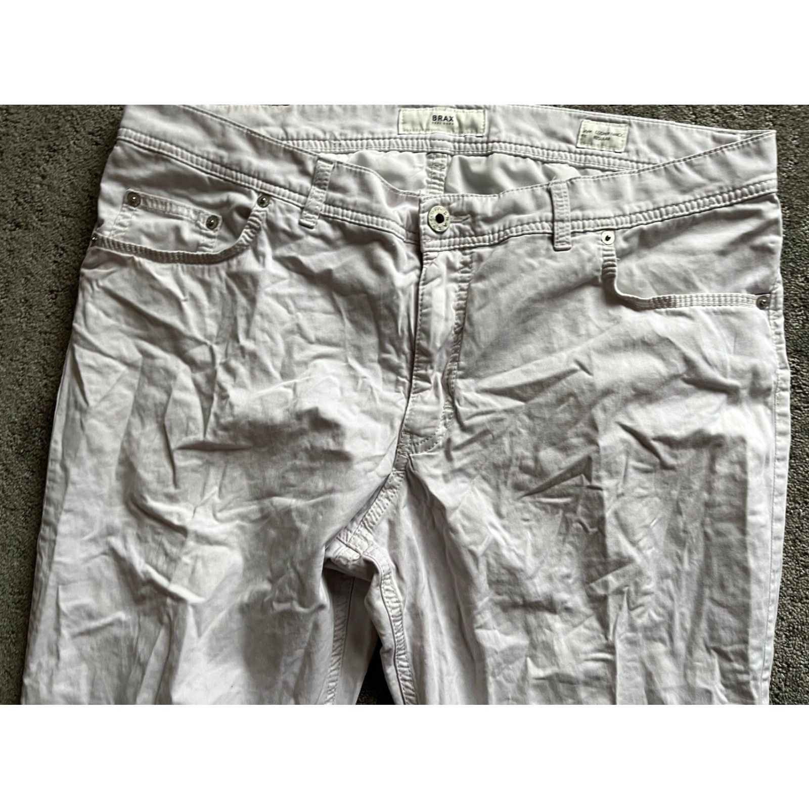 BRAX BRAX Pants Casual Men 34 Regular Ivory Chino Straight 34x25 Cotton Flat Front Size US 34 / EU 50 - 4 Thumbnail