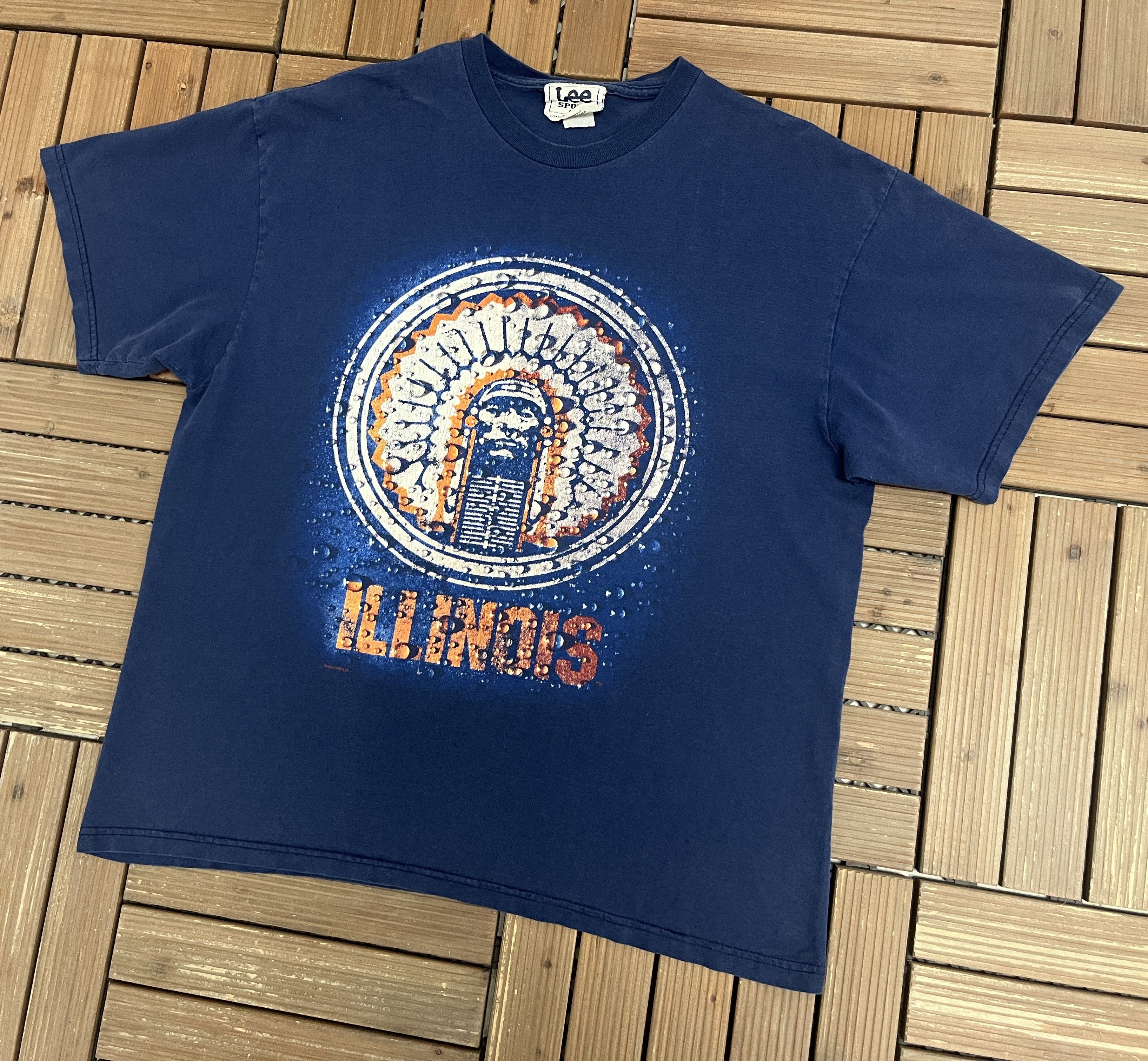 Vintage Illinois Fighting Illini Vintage Blue T-Shirt Tee Size US L / EU 52-54 / 3 - 3 Thumbnail