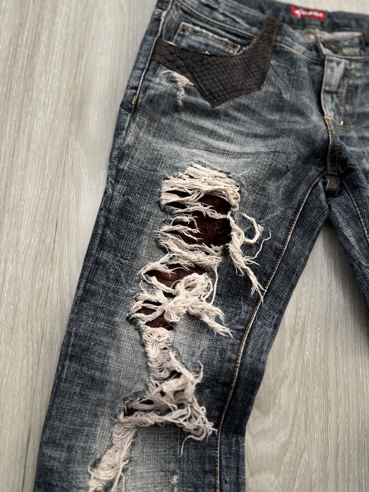 Japanese Brand MARAXIA phyton lace up flare jeans Size US 26 / EU 42 - 2 Thumbnail