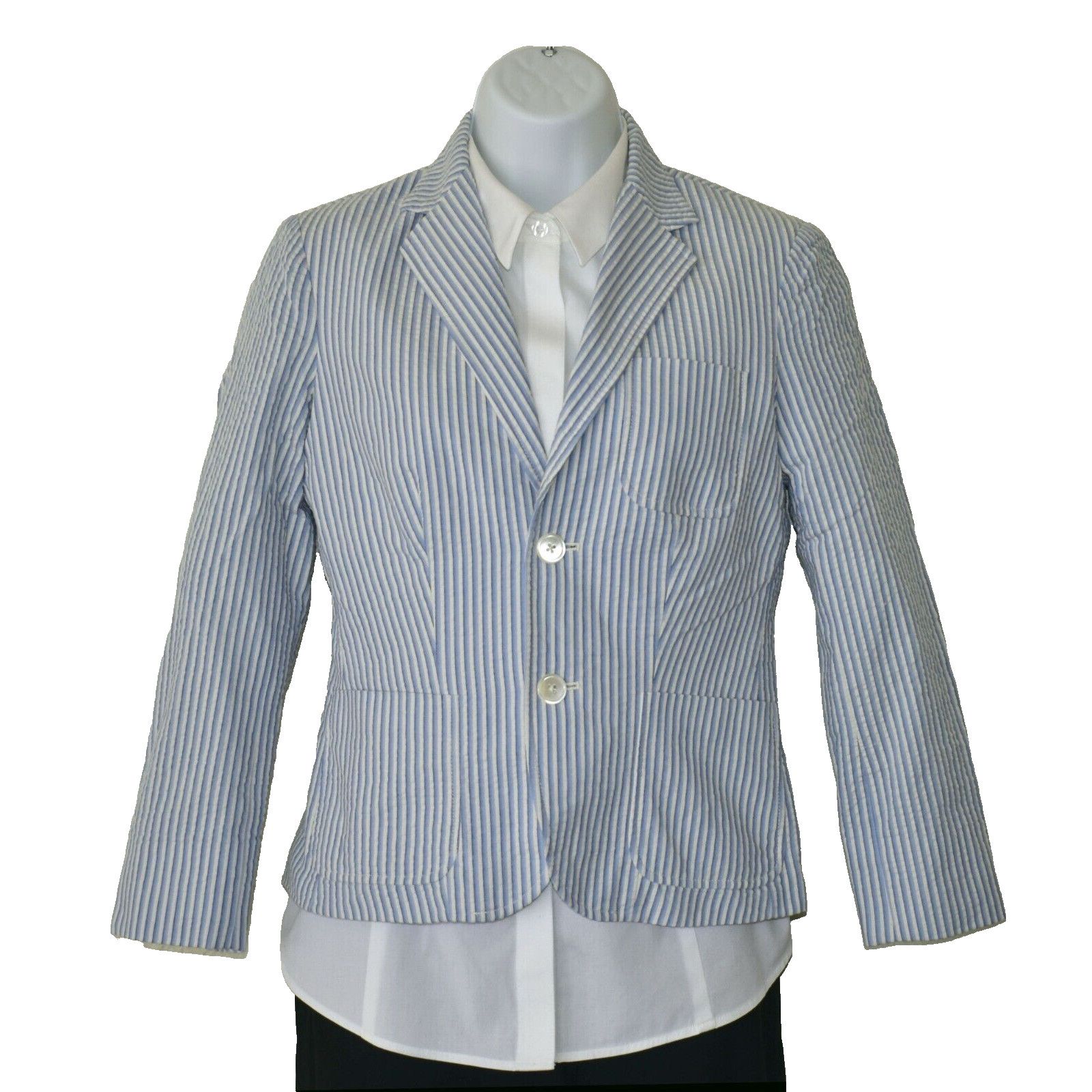Ralph Lauren RALPH LAUREN RUGBY Blu Striped Cotton Two Button Blazer Sz 2 Size XS / US 0-2 / IT 36-38 - 2 Thumbnail