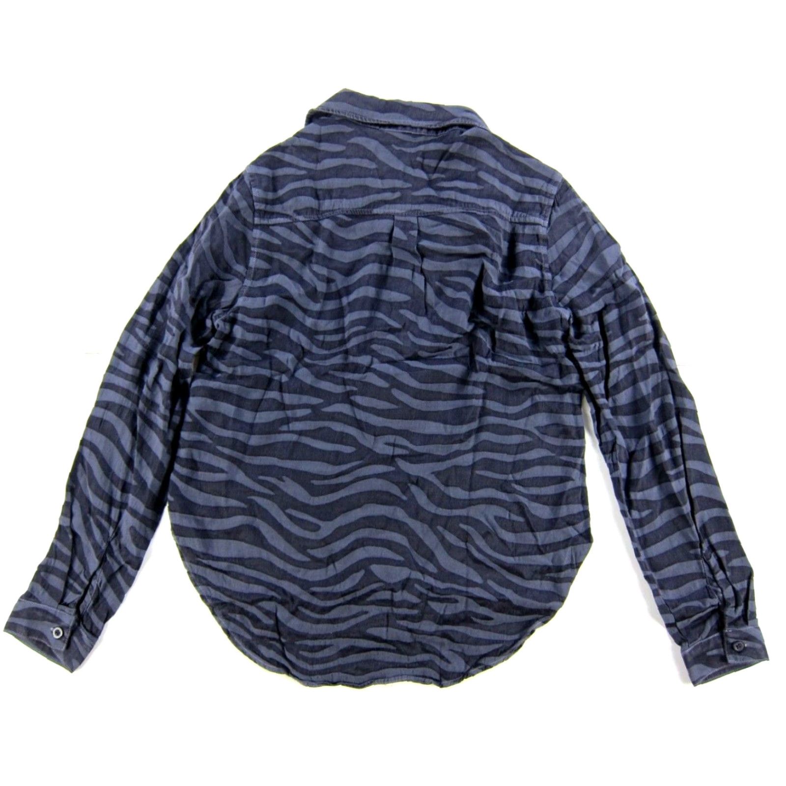 Anthropologie Cloth & Stone Anthropologie Button-Up Zebra Blouse XS Womens Long Sleeve Rayon Blue Shirt Size XS / US 0-2 / IT 36-38 - 2 Thumbnail