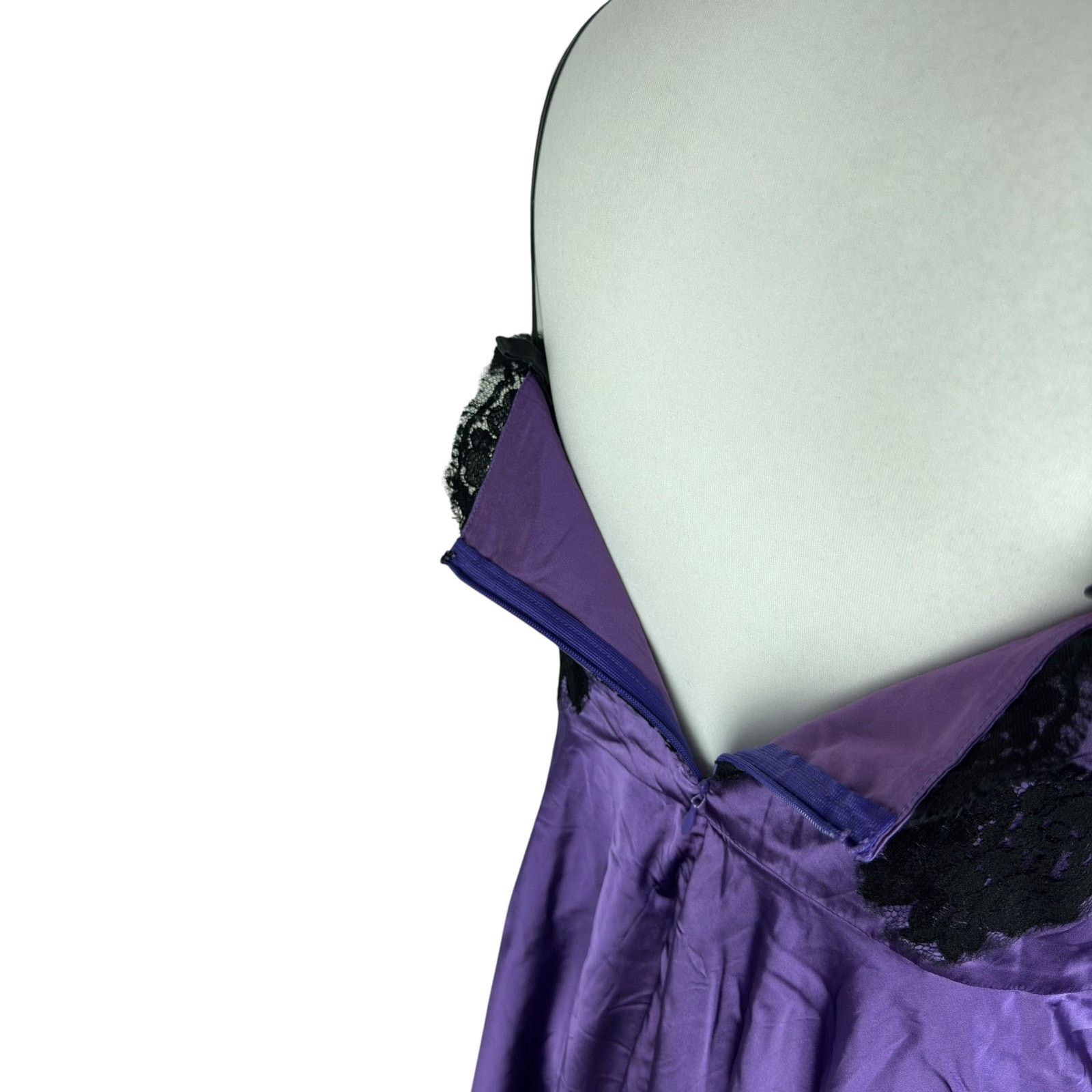 Dolce & Gabbana Dolce & Gabbana Women Purple Black Lace Detail Slip Dress 44 Size M / US 6-8 / IT 42-44 - 8 Thumbnail