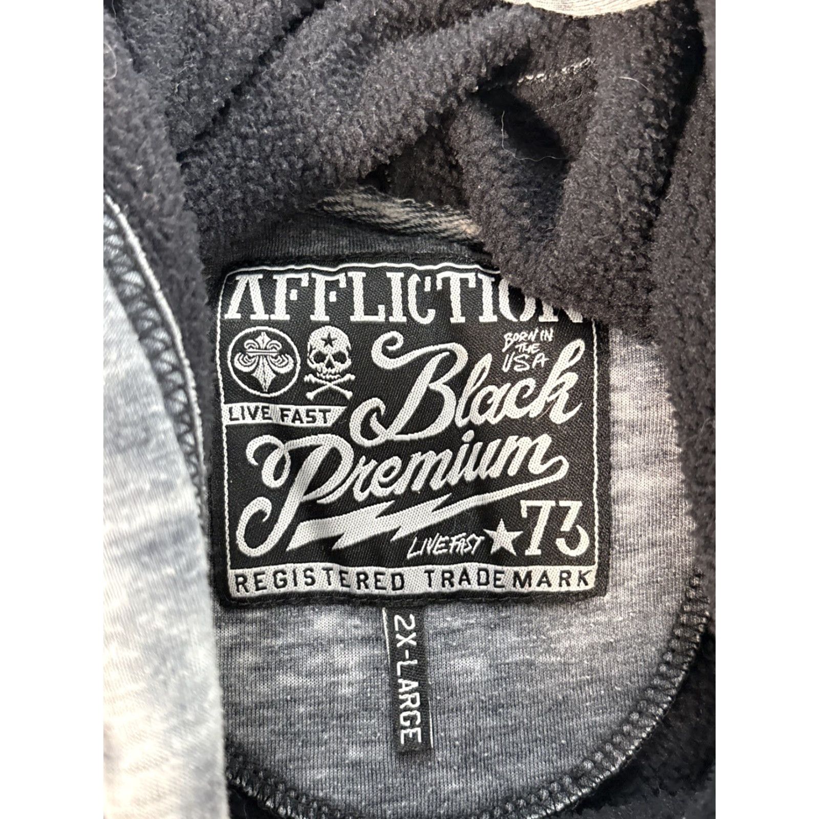 Affliction Affliction Black Premium Zip Up Hoodie Jacket Mens 2XL Gray Grunge Y2K Hoodie Mens 2XL Gray Size US XXL / EU 58 / 5 - 4 Thumbnail