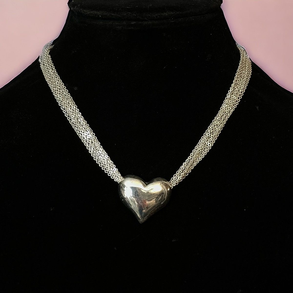 Other Multi strand silver tone puffed heart necklace Size ONE SIZE - 1 Thumbnail
