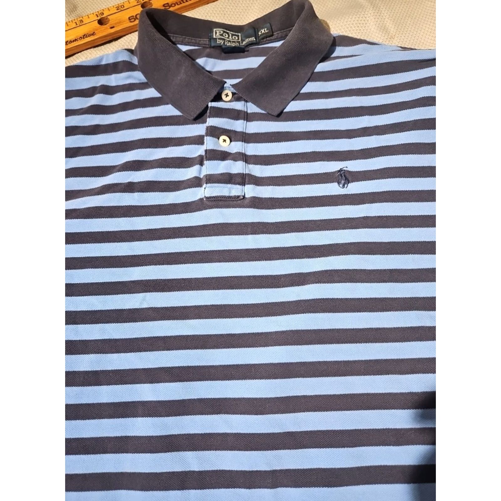 Ralph Lauren Ralph Lauren Polo Shirt Mens 2XL Blue Striped Preppy Button Pony Logo Casual Polo Shirt Size US XXL / EU 58 / 5 - 2 Thumbnail