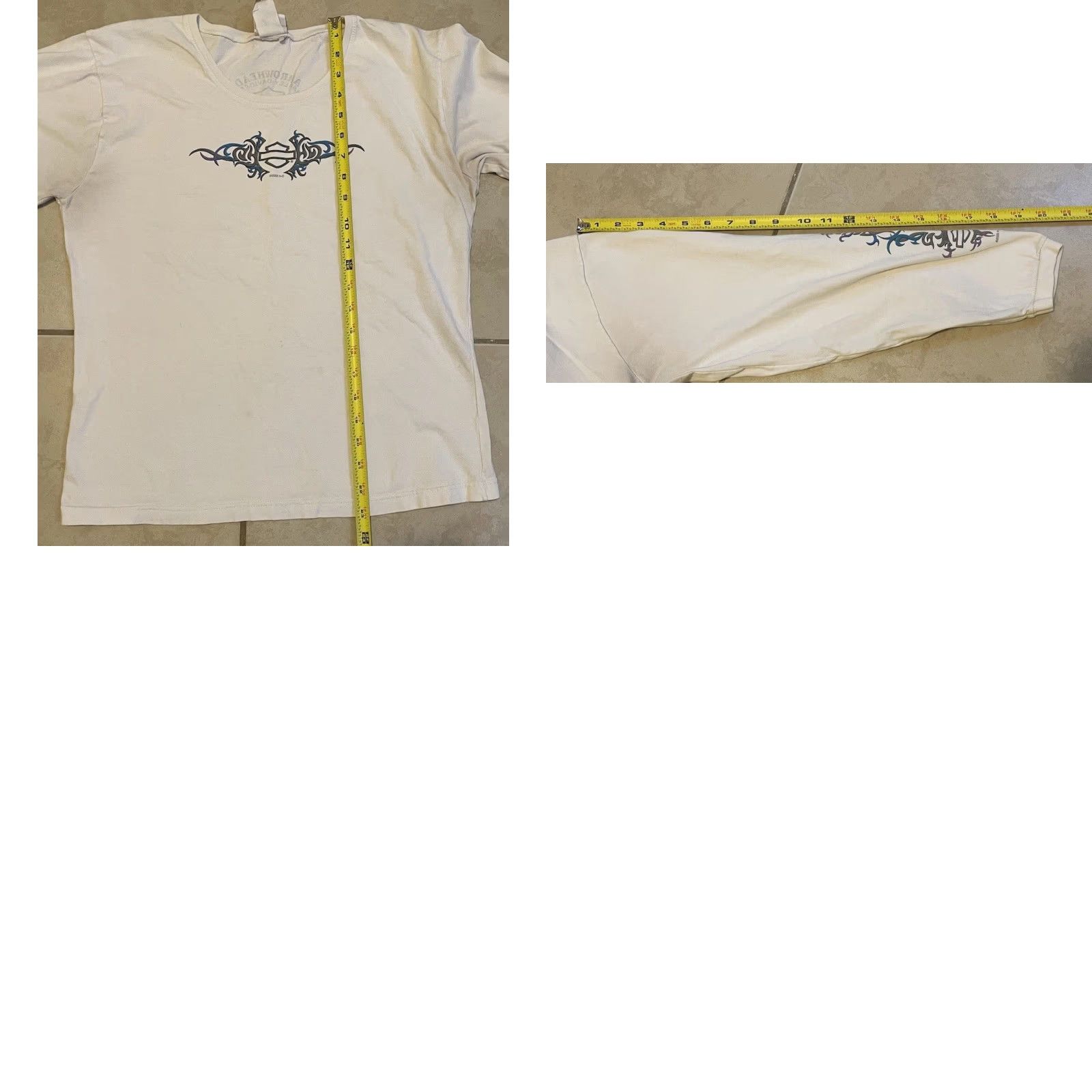 Harley Davidson VINTAGE Harley Davidson Shirt Biker Womens L White Tribal Flames 80s 90s Grunge Y2K Fashion Size L / US 10 / IT 46 - 10 Thumbnail