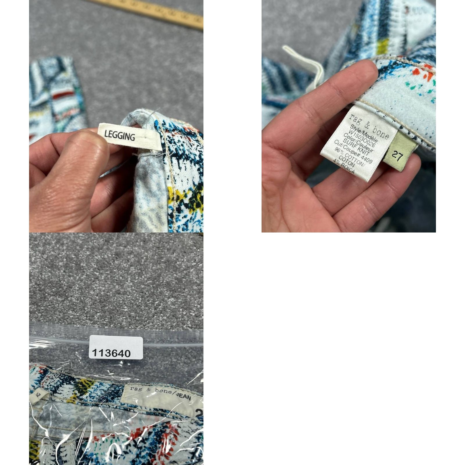 Rag & Bone Rag & Bone Pants Womens 27 Multicolor Abstract Pattern Cotton Surf Knit Mid Rise Tapered 29in Inseam Womens Size 27" / US 4 / IT 40 - 8 Thumbnail