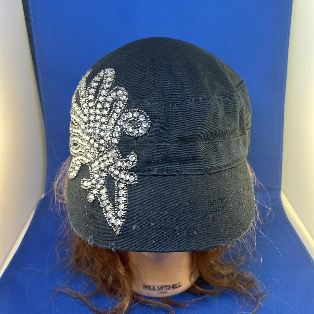 Other Stylish y2k Black Cap with Rhinestone Embellishment Size ONE SIZE - 1 Thumbnail